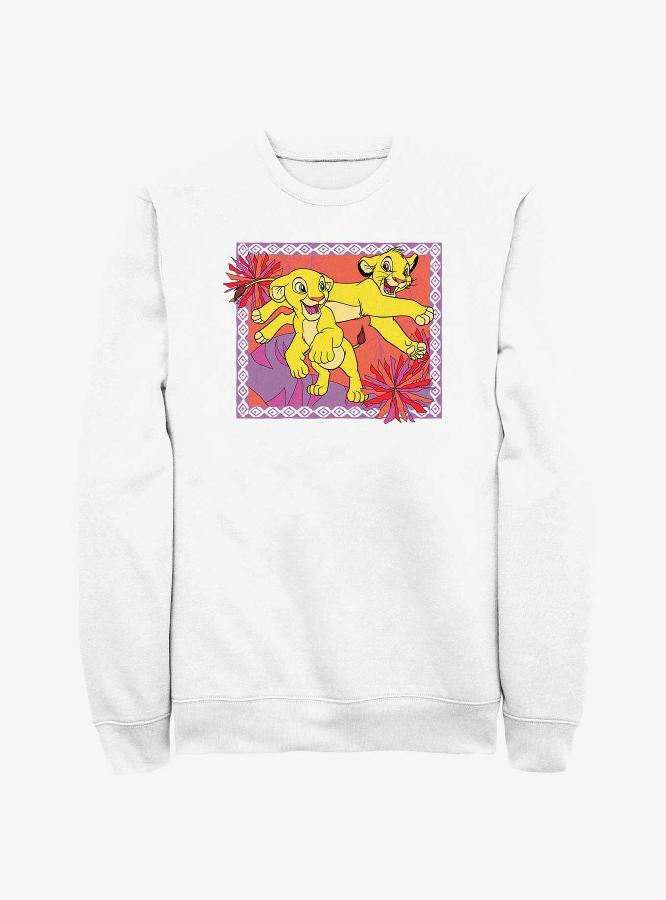 Disney The Lion King Simba And Nala Playing  Frame Sweatshirt, WHITE, hi-res