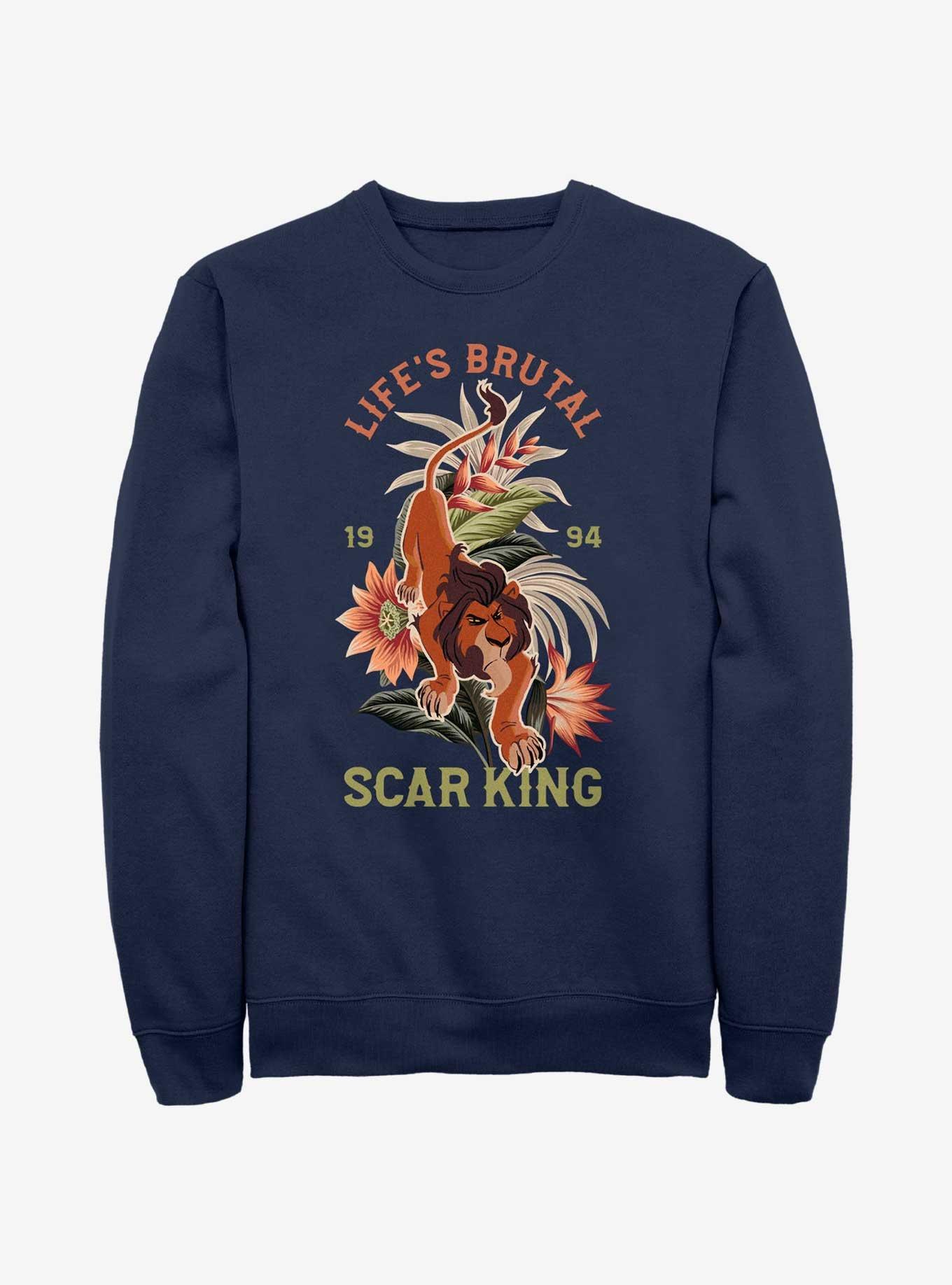 Disney The Lion King Life Is Brutal Scar King Sweatshirt, NAVY, hi-res