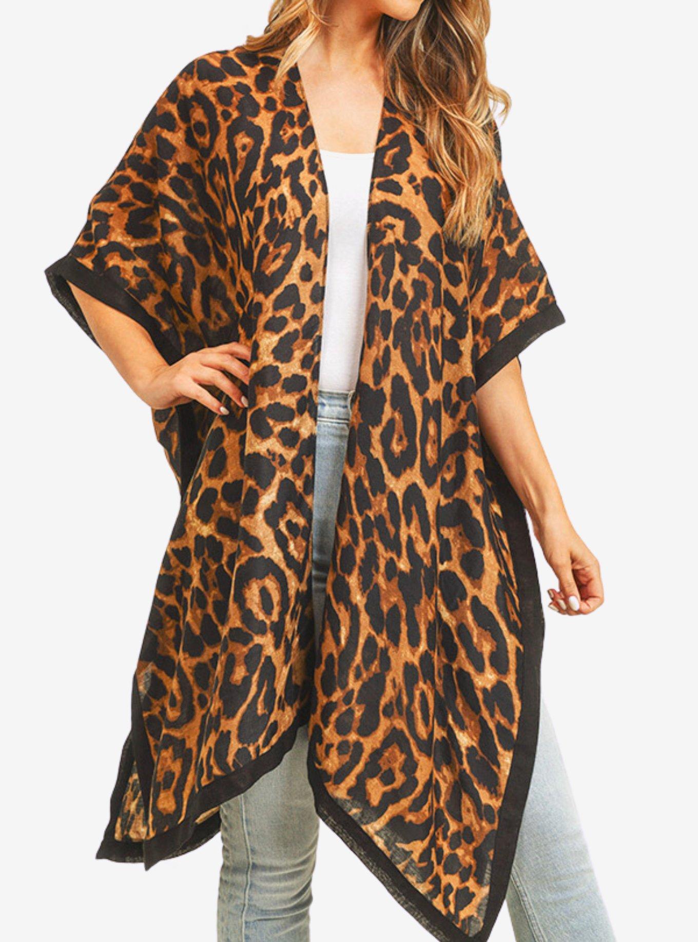 Leopard Print Duster Kimono, , hi-res