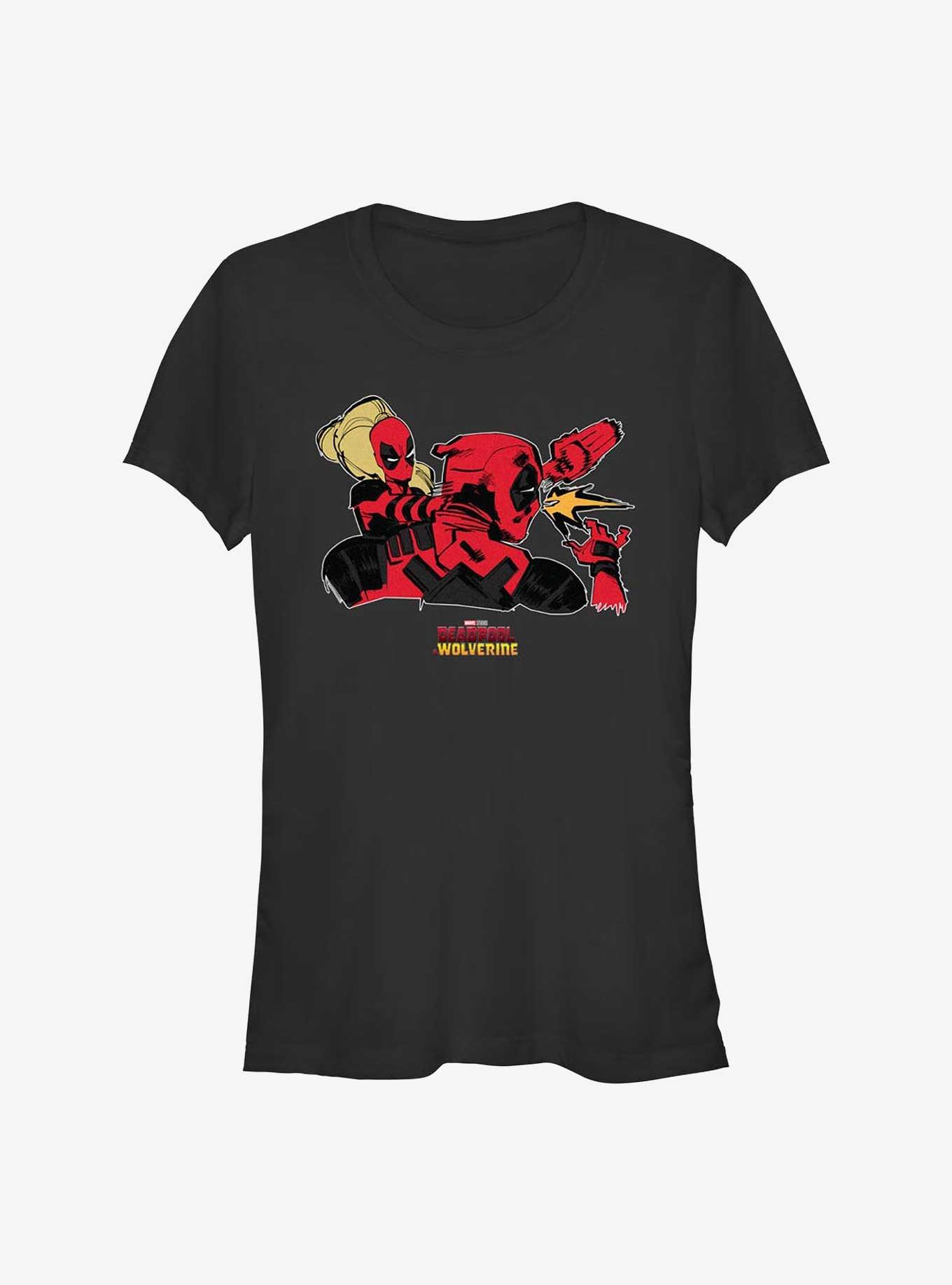 Marvel Deadpool & Wolverine Ladypool Slap Deadpool Girls T-Shirt, BLACK, hi-res