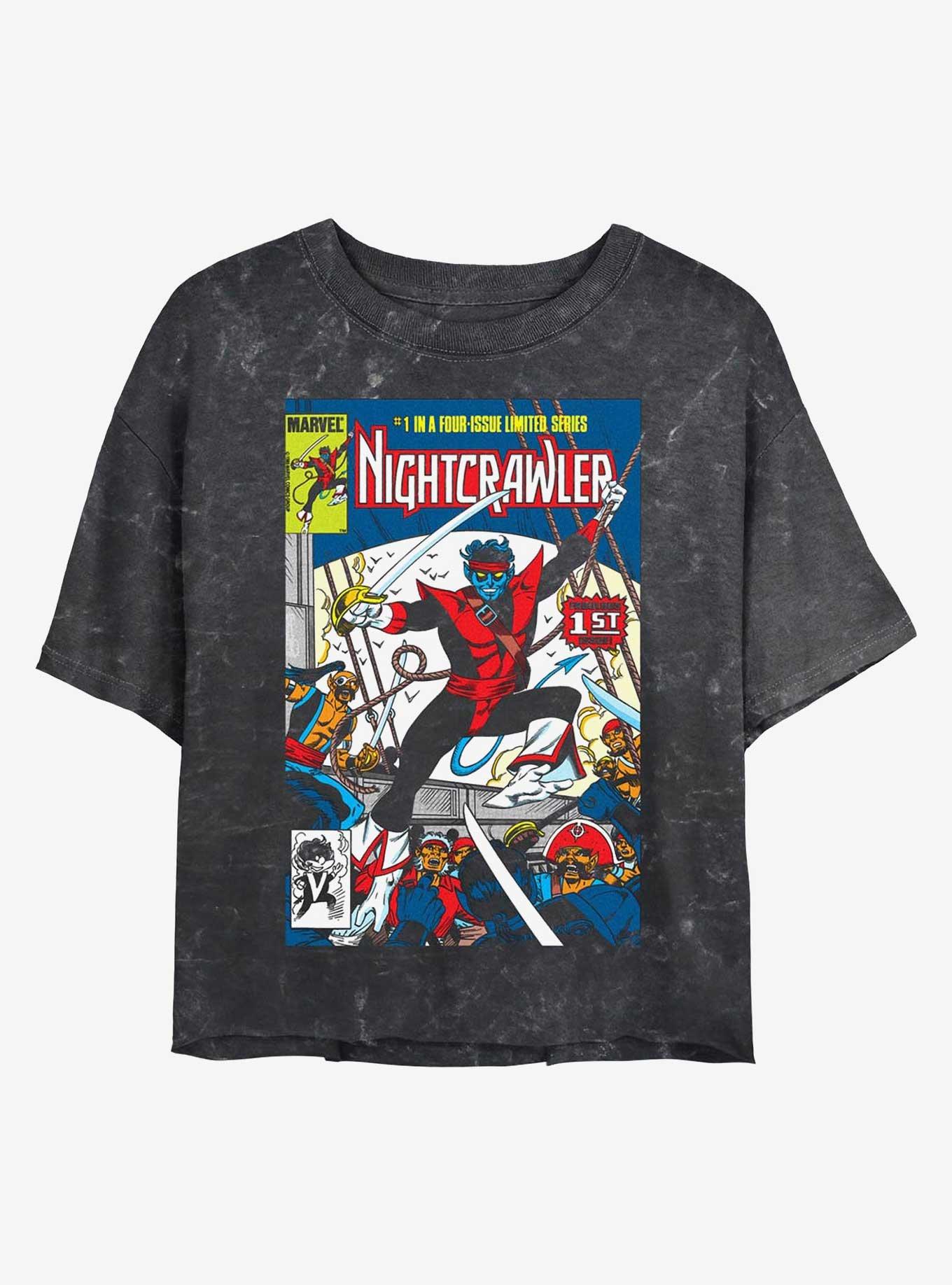 Marvel X-Men Nightcrawler Comic Cover Girls Mineral Wash Crop T-Shirt, , hi-res