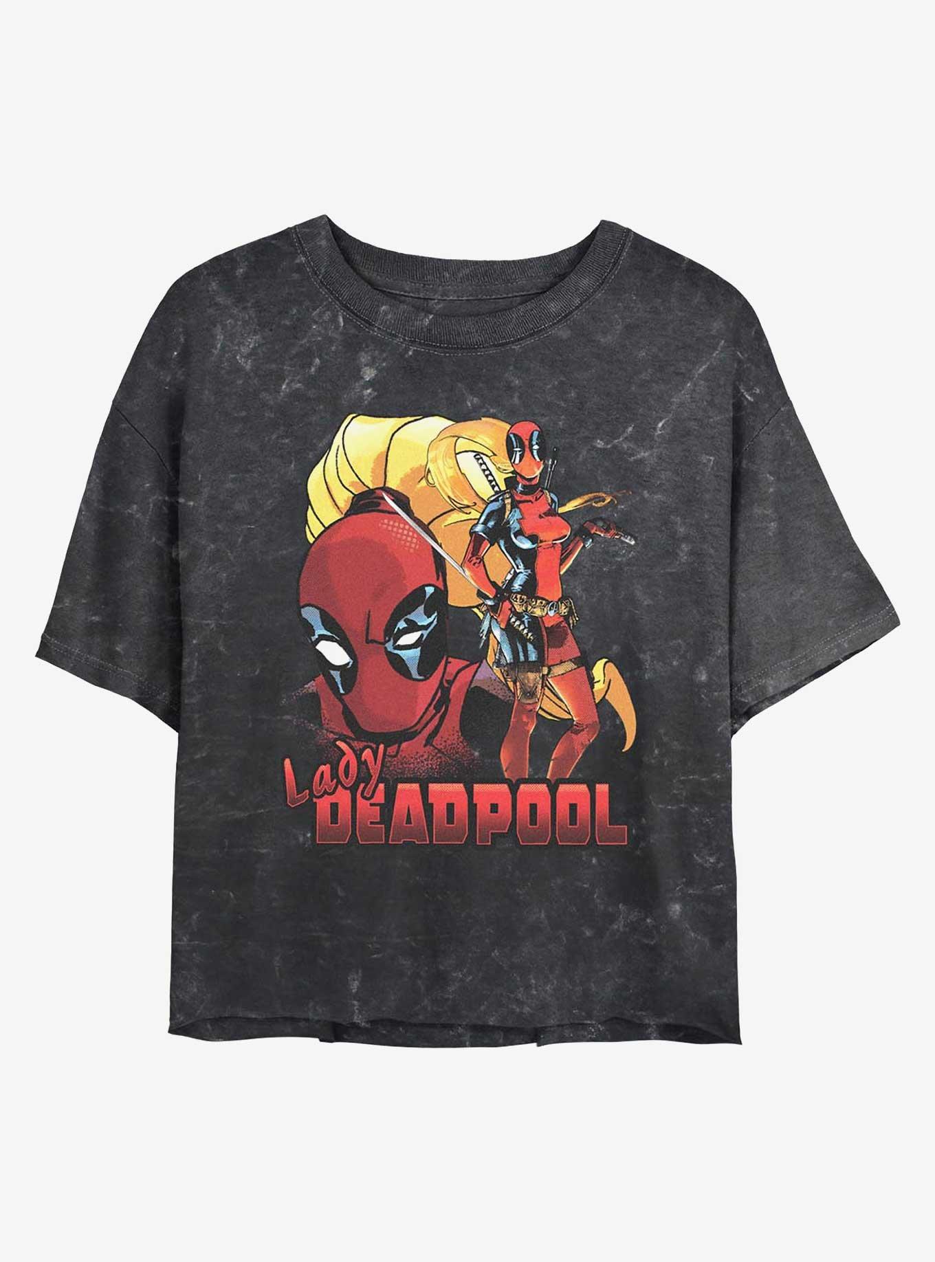 Marvel Lady Deadpool Girls Mineral Wash Crop T-Shirt, , hi-res