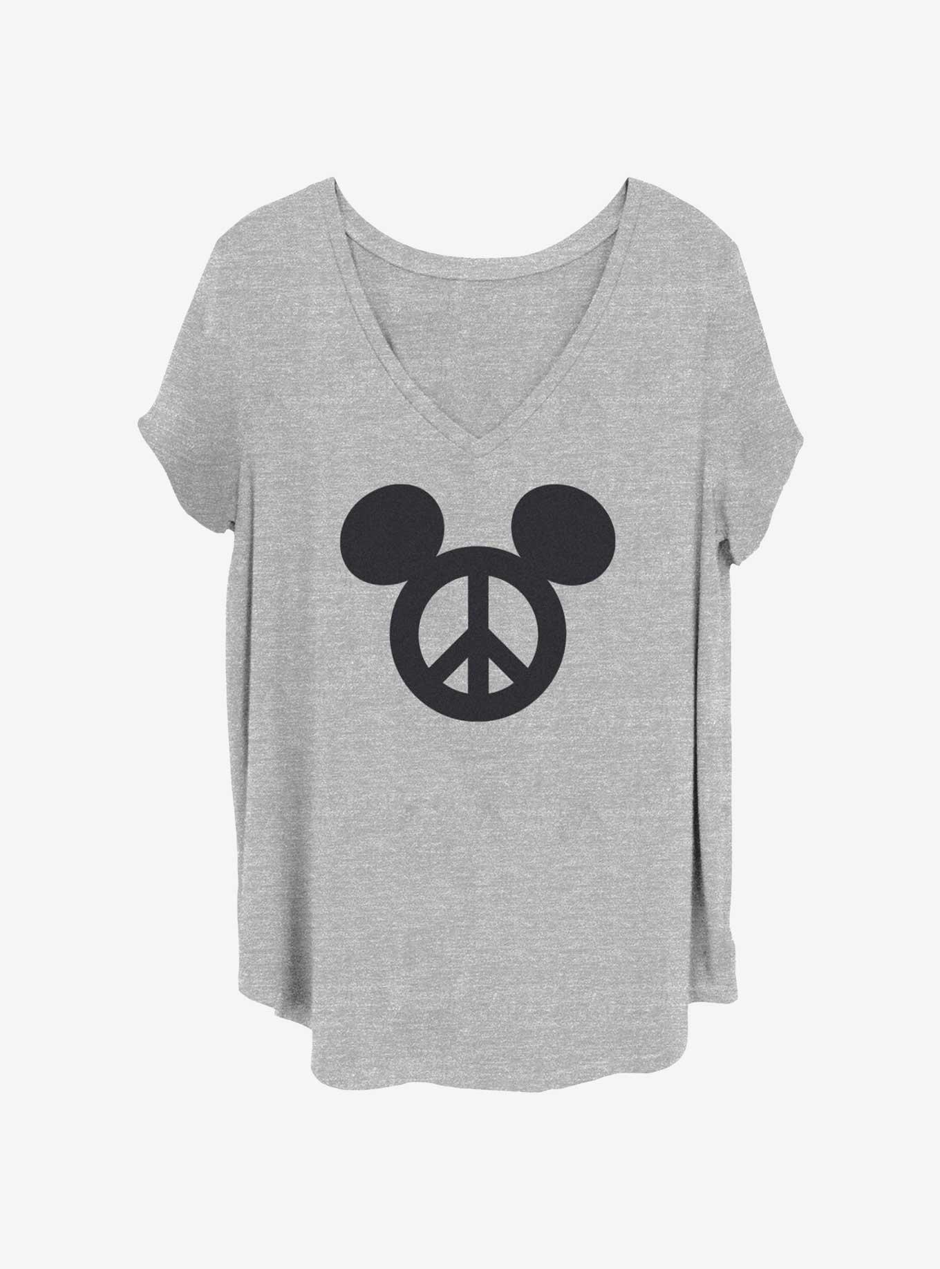 Disney Mickey Mouse Peace Mickey Ears Girls T-Shirt Plus Size, HEATHER GR, hi-res