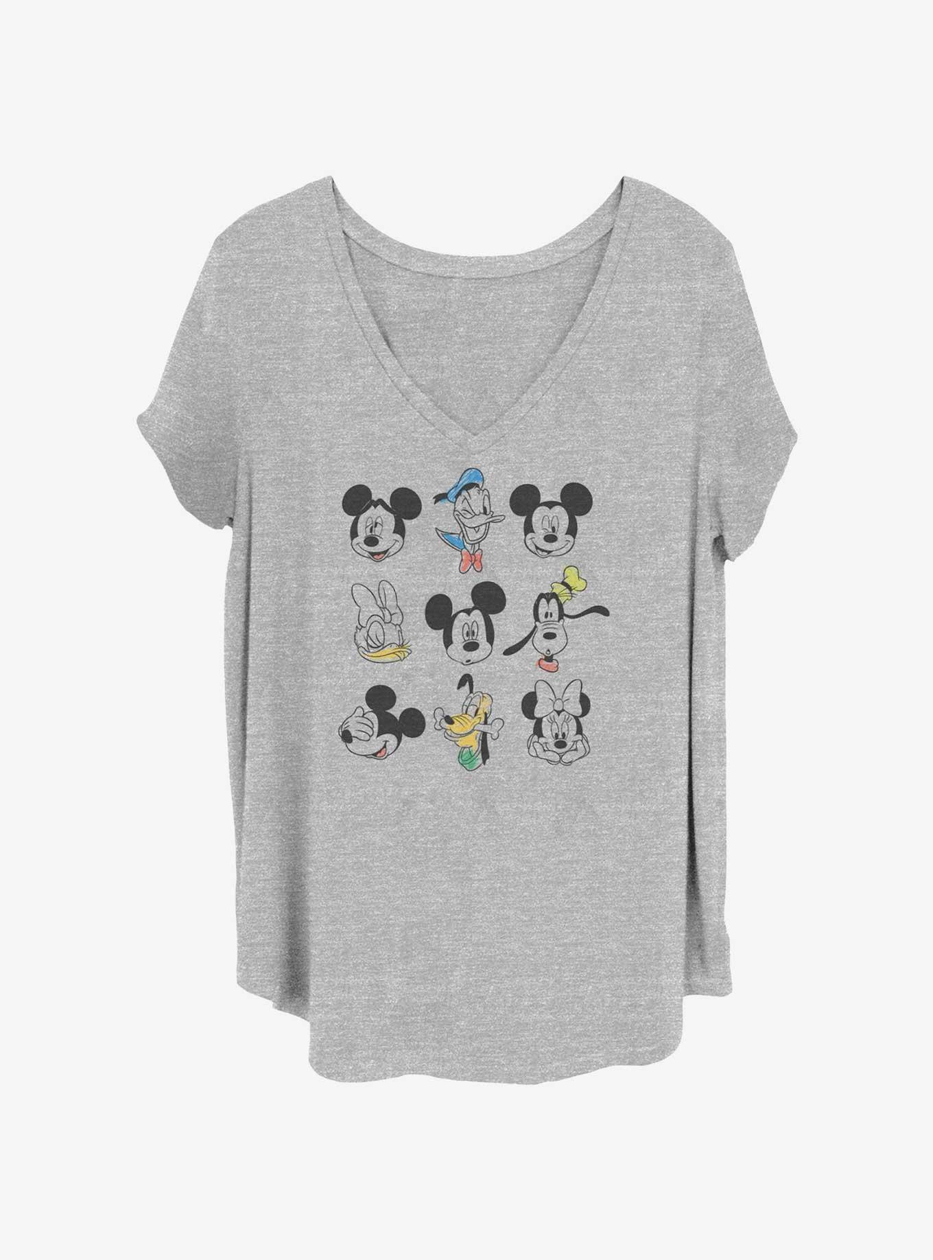 Disney Mickey Mouse & Friends Faces Girls T-Shirt Plus Size, HEATHER GR, hi-res