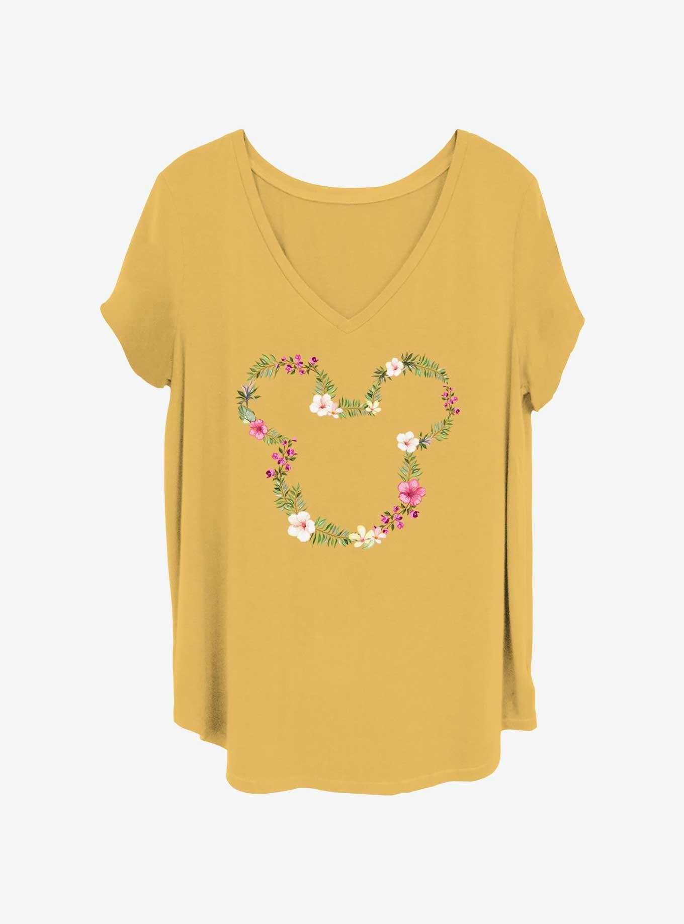 Disney Mickey Mouse Floral Mickey Head Girls T-Shirt Plus Size