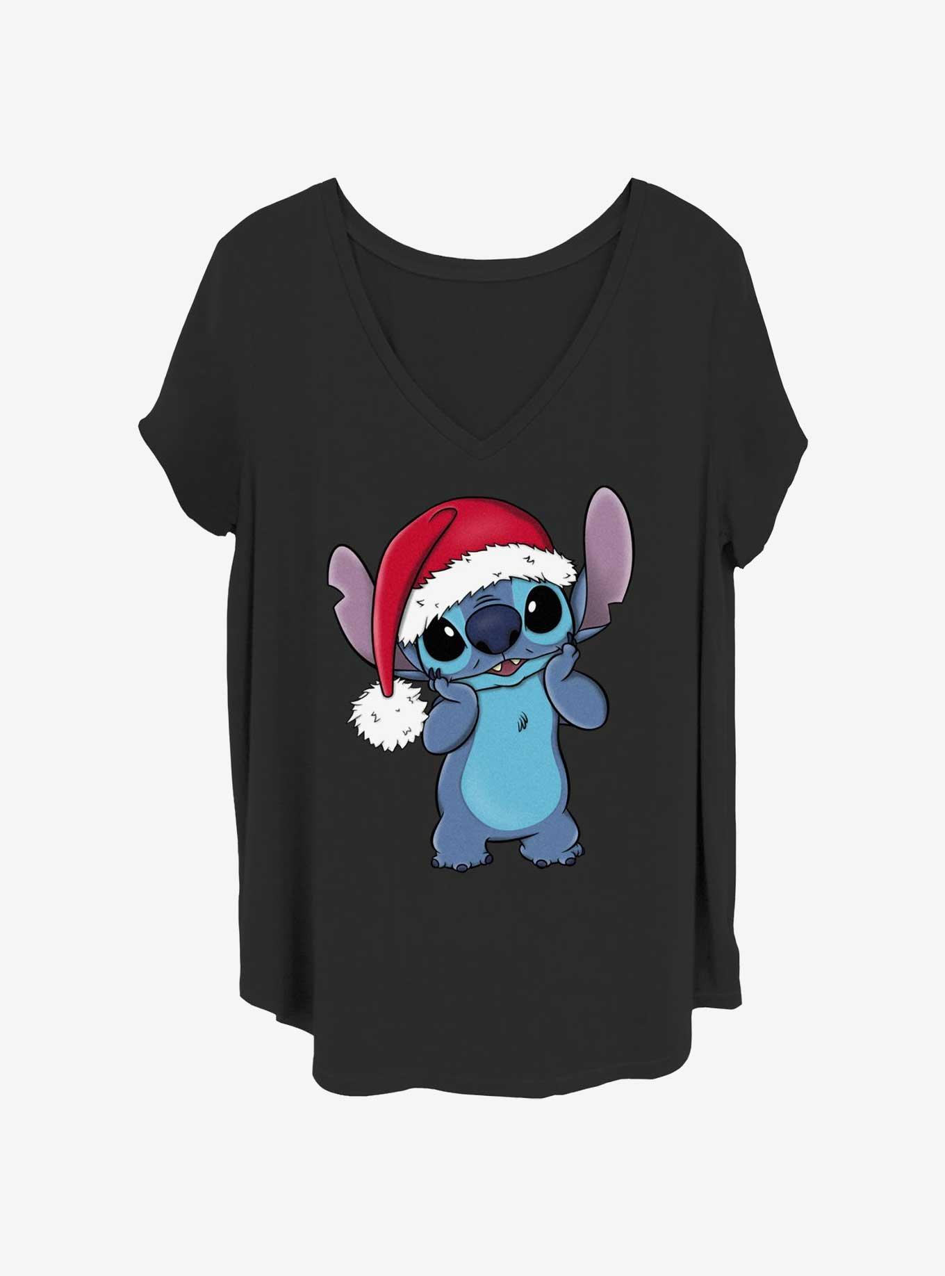 Disney Lilo & Stitch Santa Hat Girls T-Shirt Plus Size