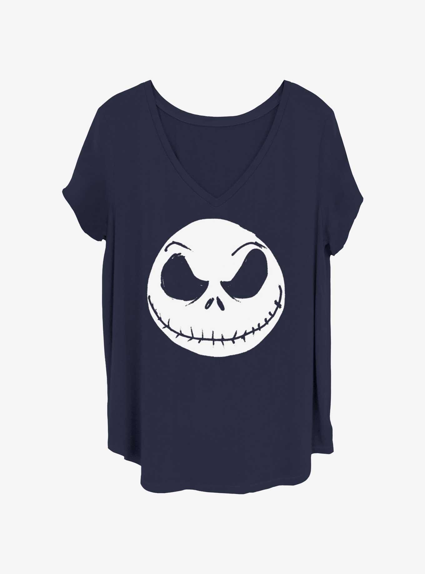 The Nightmare Before Christmas Big Face Jack Girls T-Shirt Plus Size, NAVY, hi-res