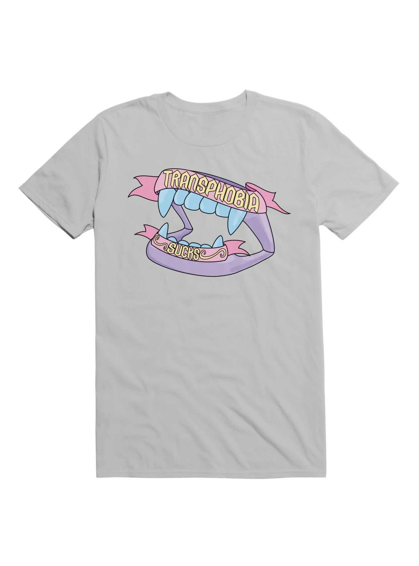 Transphobia Sucks Vampire Teeth T-Shirt, , hi-res