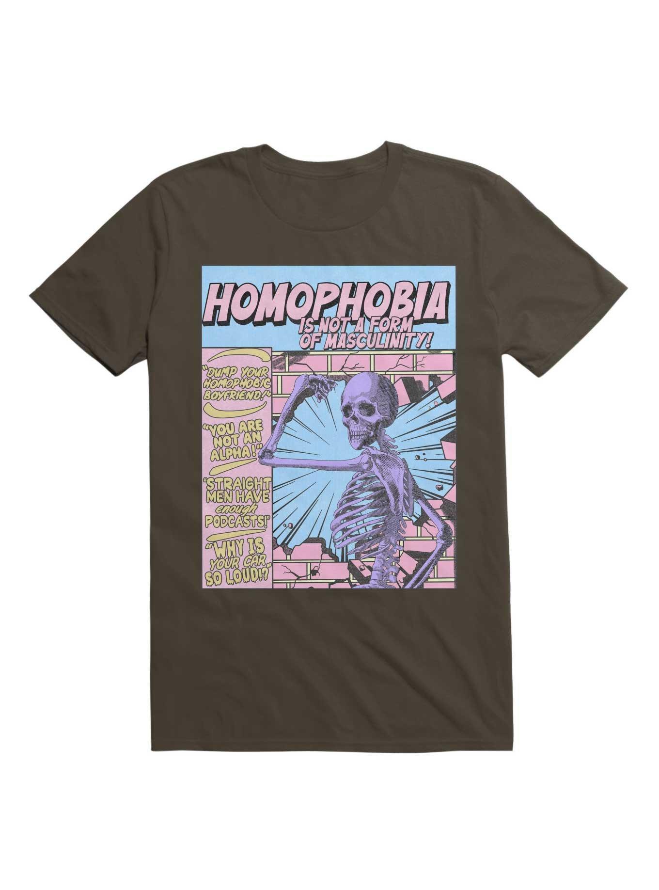 Homophobia Is Not A Form Of Masculinity T-Shirt, DARK CHOCOLATE, hi-res