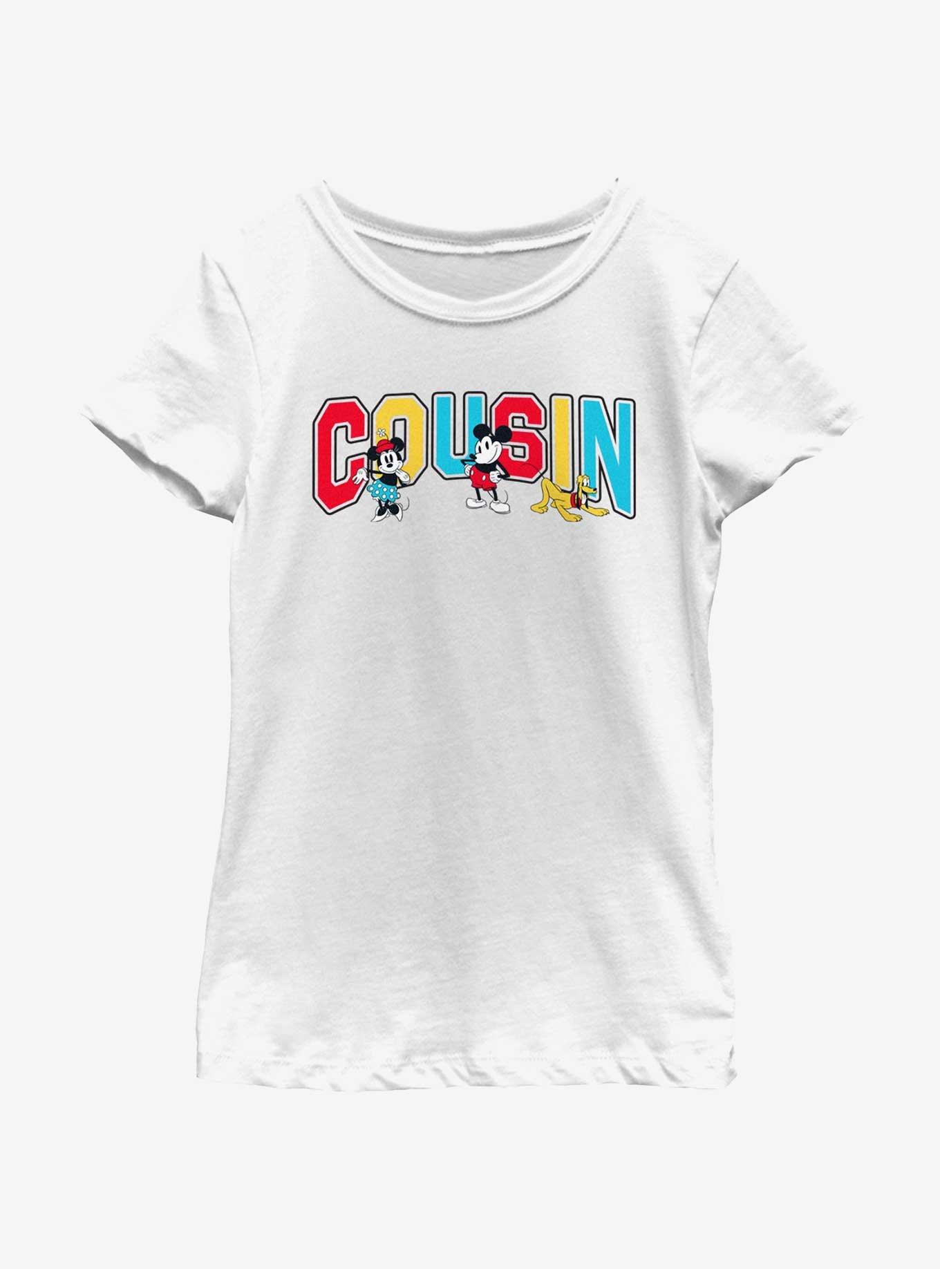 Disney Mickey Mouse Cousin Collegiate Youth Girls T-Shirt, WHITE, hi-res