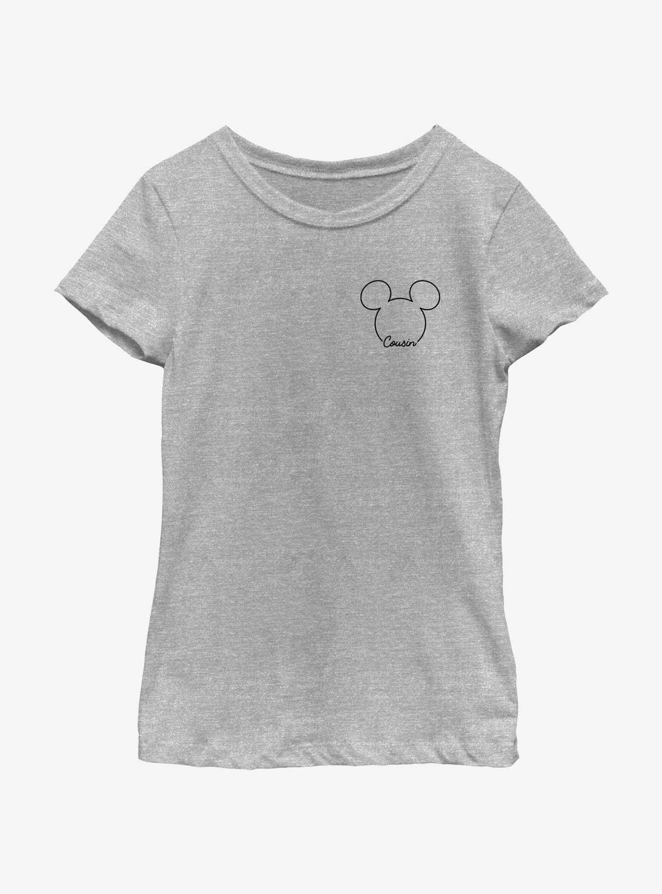 Disney Mickey Mouse Cousin Crest Mickey Outline Youth Girls T-Shirt, , hi-res