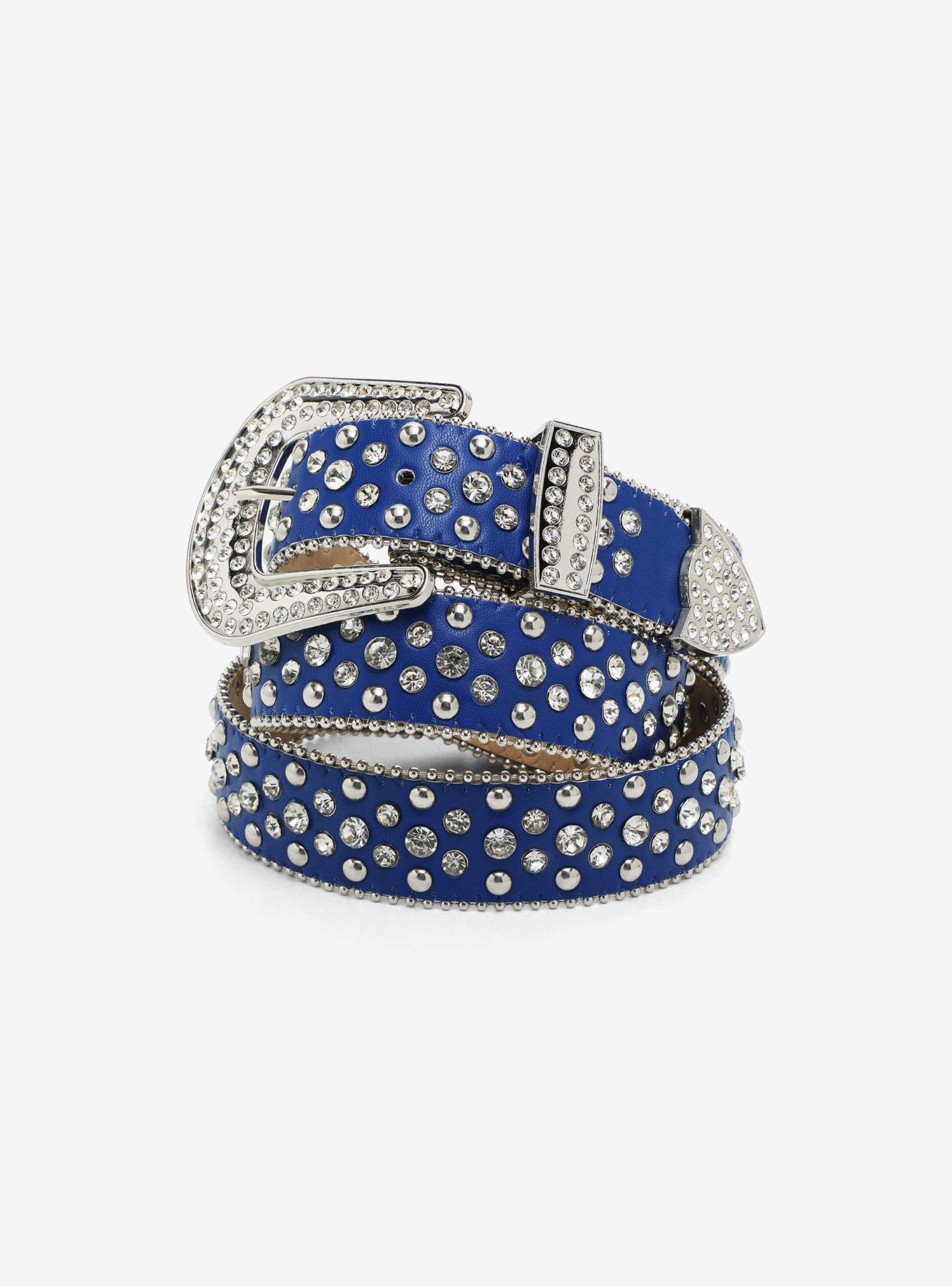Royal Blue Bling Western Belt, , hi-res