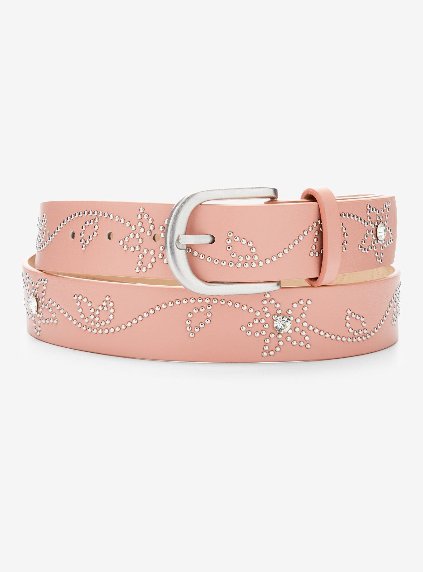 Pastel Pink Floral Bling Belt, , hi-res