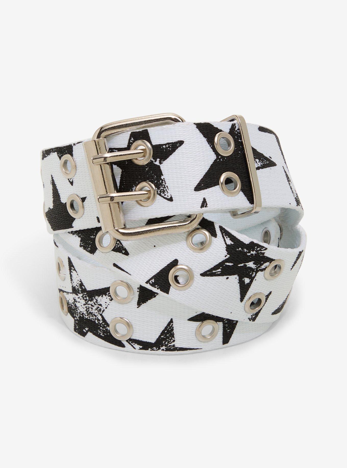 Black & White Star Grommet Belt, , hi-res