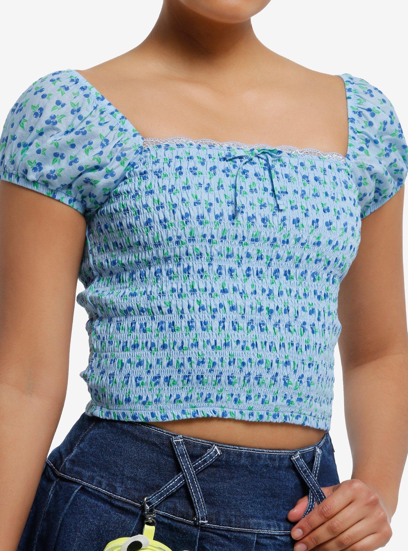Sweet Society Blueberry Smock Girls Crop Top, , hi-res