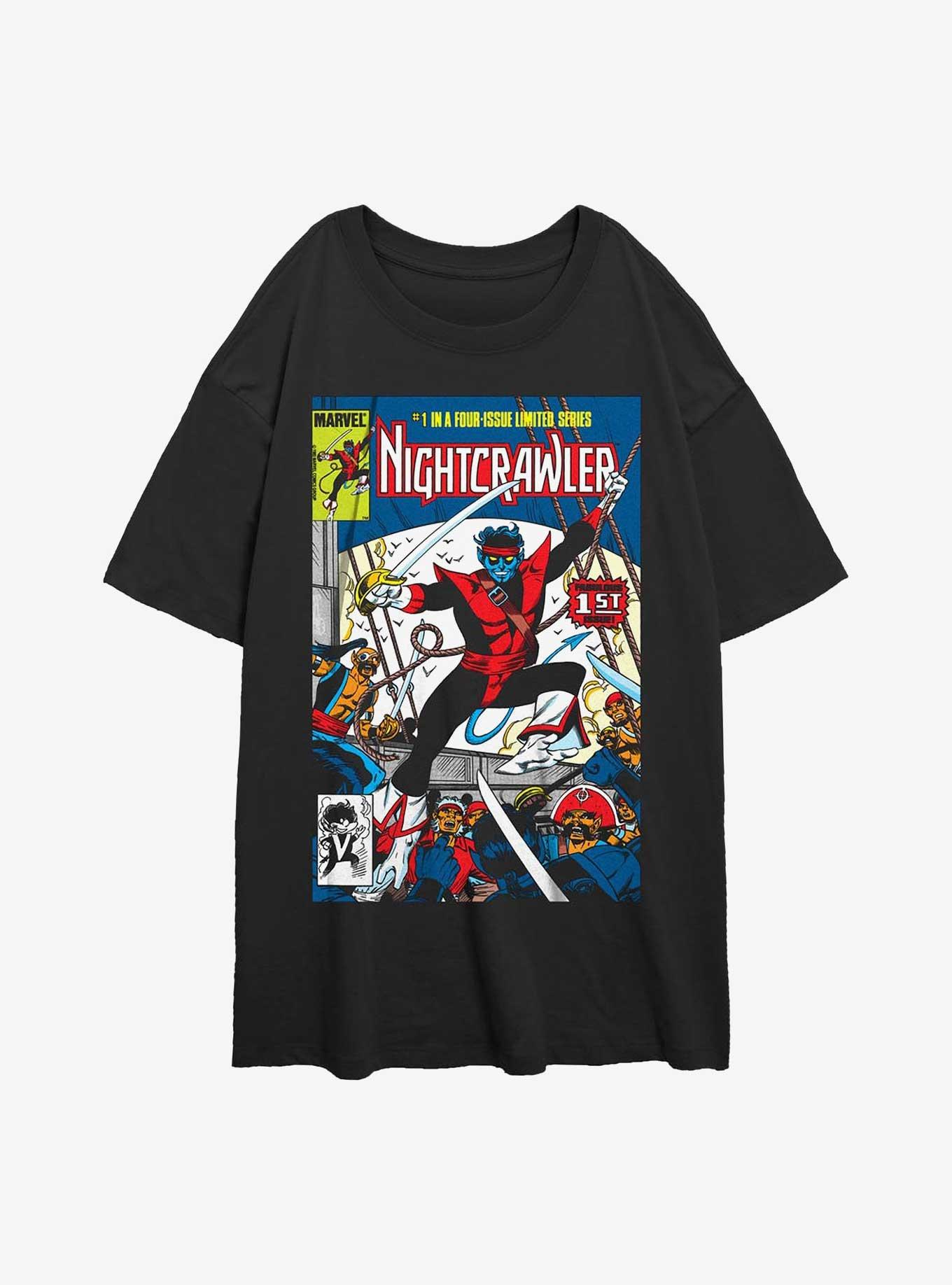 Marvel X-Men Nightcrawler Comic Cover Girls Oversized T-Shirt, BLACK, hi-res