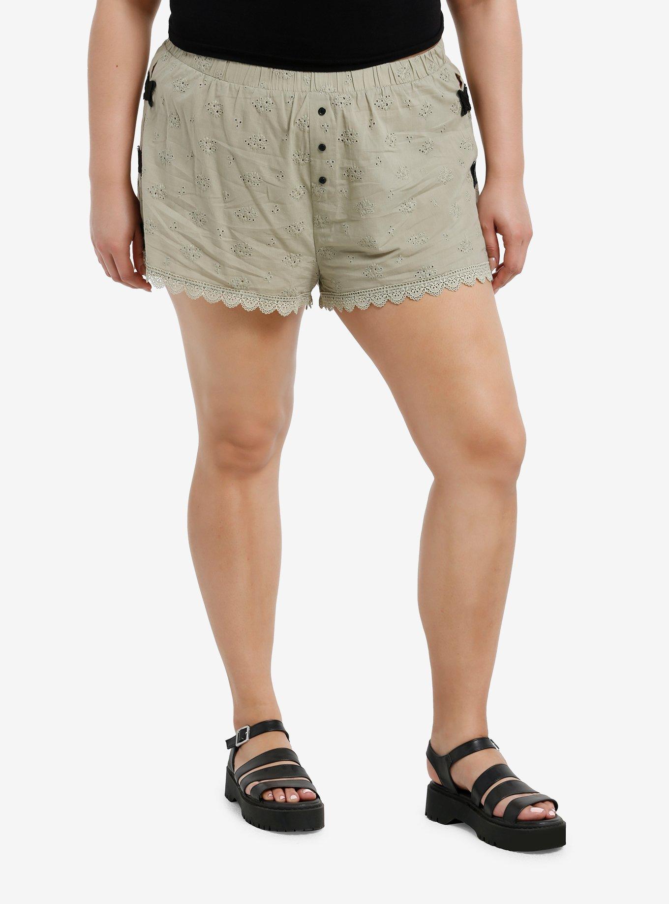 Thorn & Fable Sage Green Butterfly Girls Boxer Shorts Plus Size