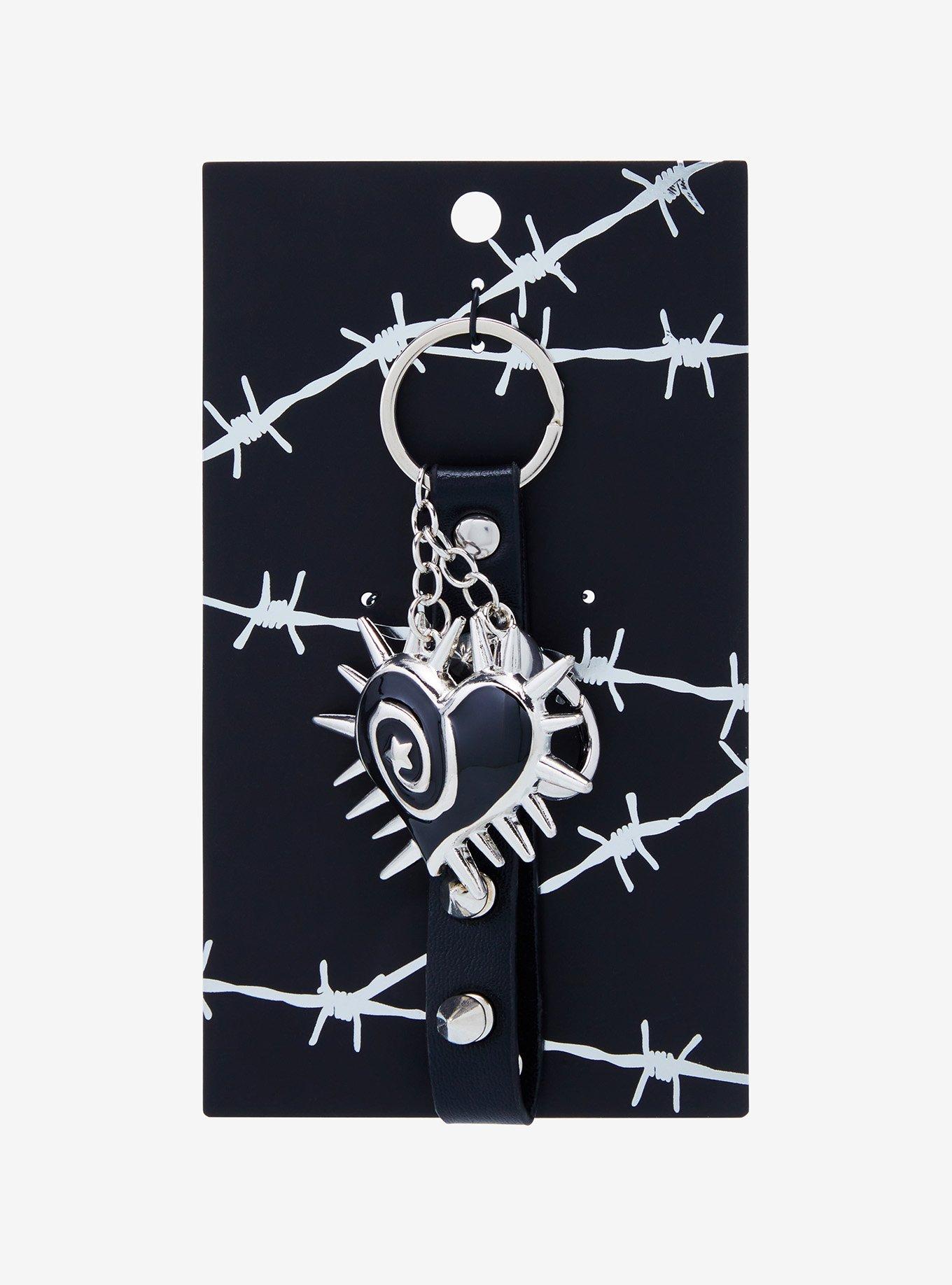 Spiky Heart Wrist Lanyard Key Chain, , hi-res