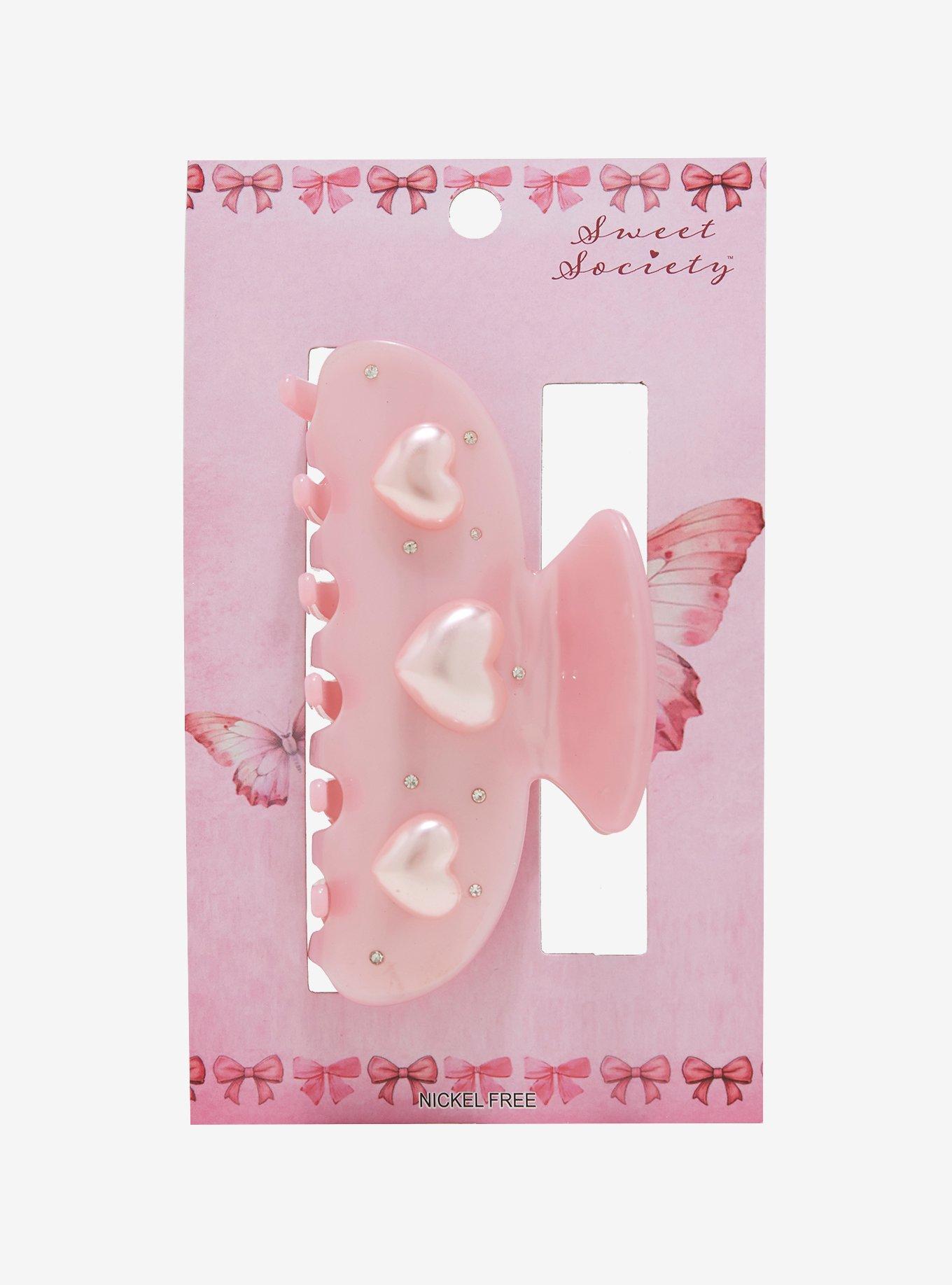 Sweet Society Pink Heart Rhinestone Claw Hair Clip, , hi-res