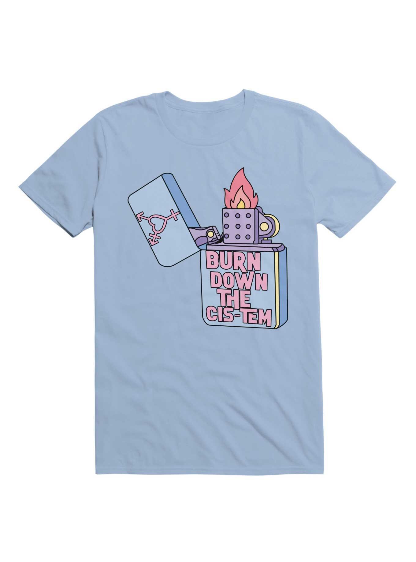 Burn Down The Cis-Tem T-Shirt, LIGHT BLUE, hi-res