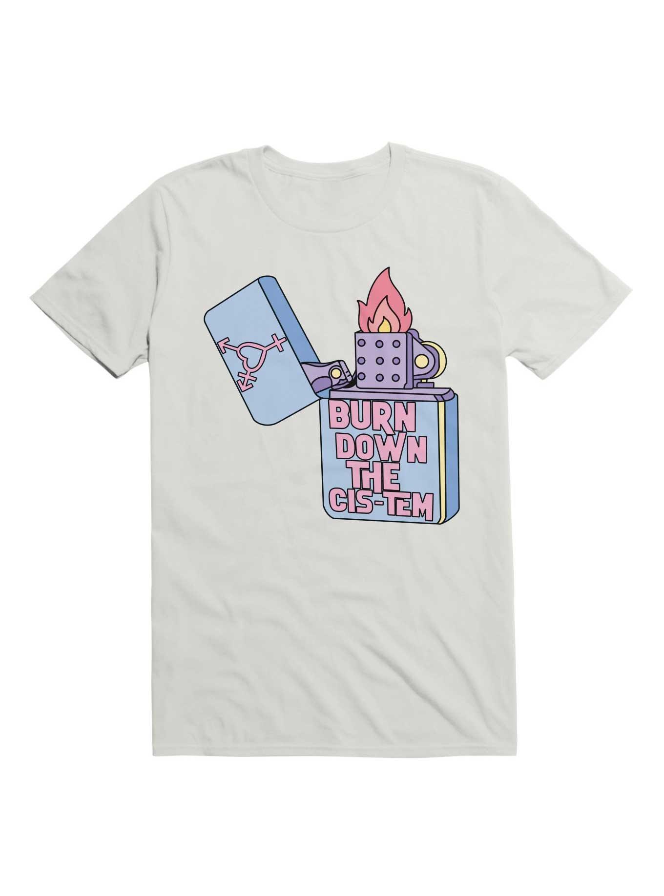Burn Down The Cis-Tem T-Shirt, WHITE, hi-res