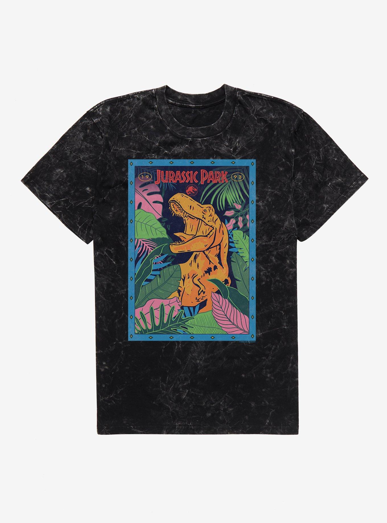 Jurassic Park Retro Jungle Poster Mineral Wash T-Shirt, , hi-res