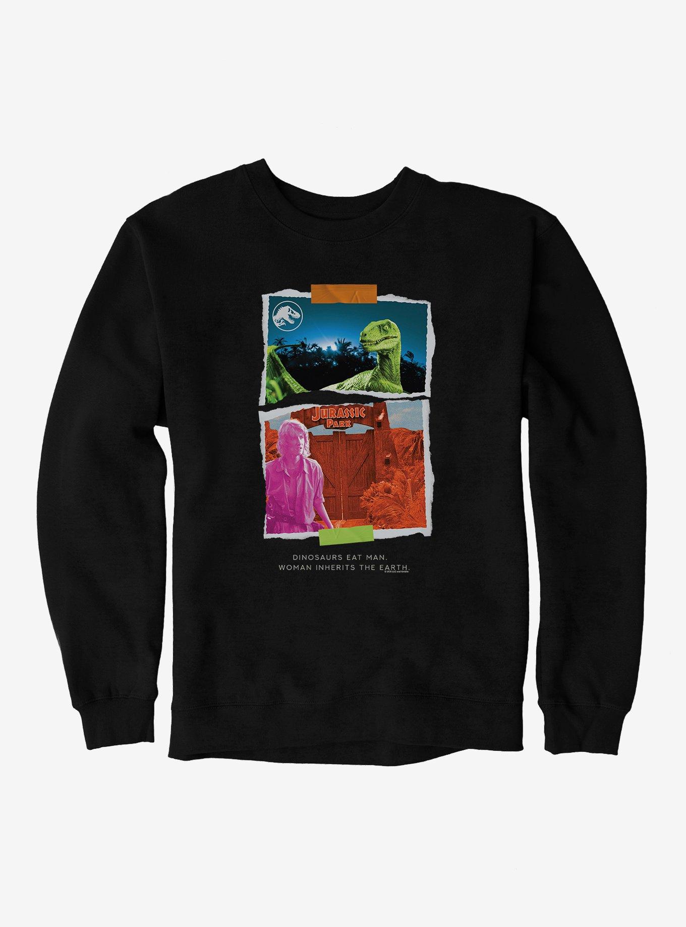 Jurassic Park Dinosaurs Eat Man Woman Inherits The Earth Sweatshirt, , hi-res