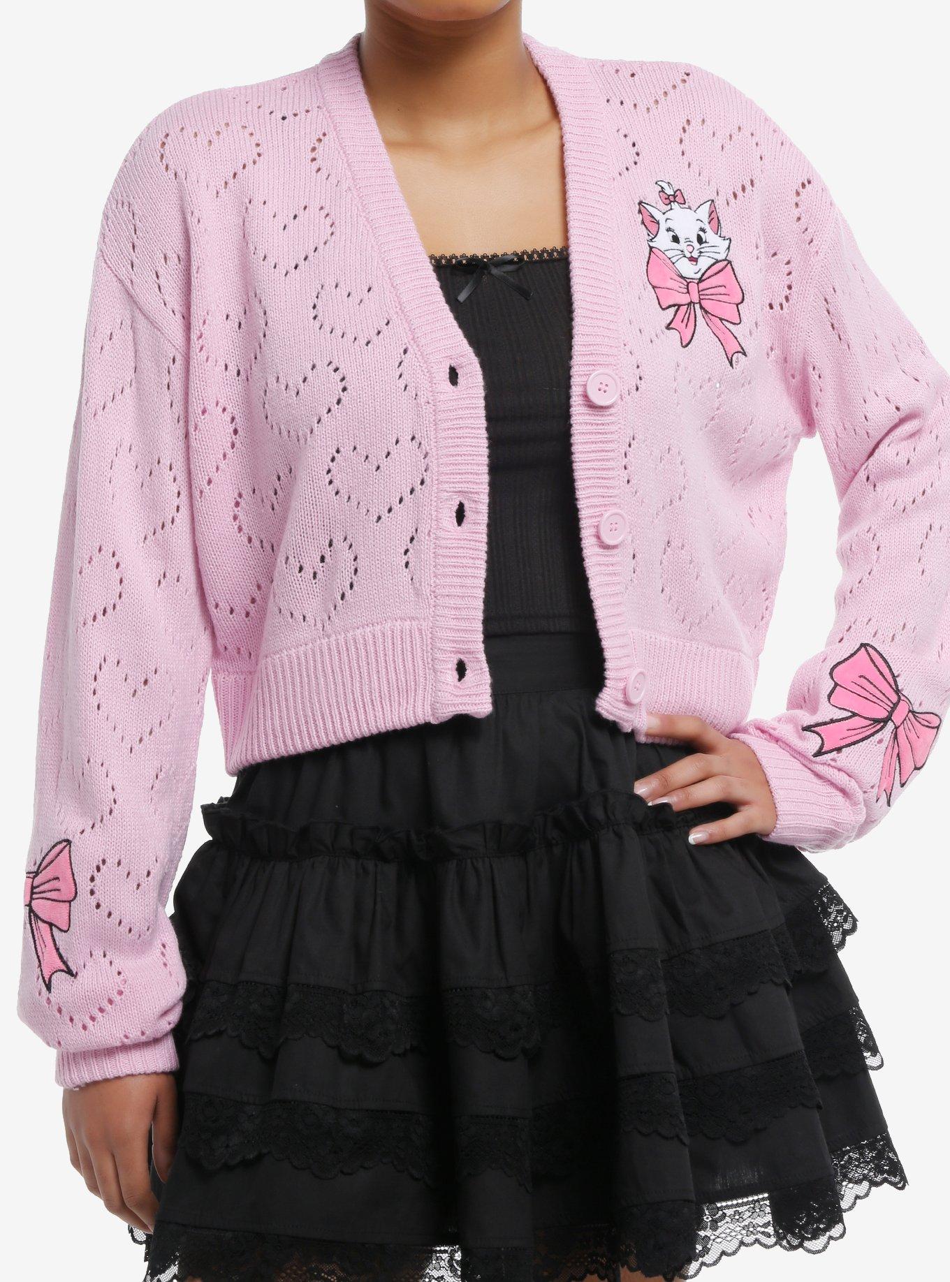 Disney The Aristocats Marie Heart Stitch Girls Crop Cardigan | Hot