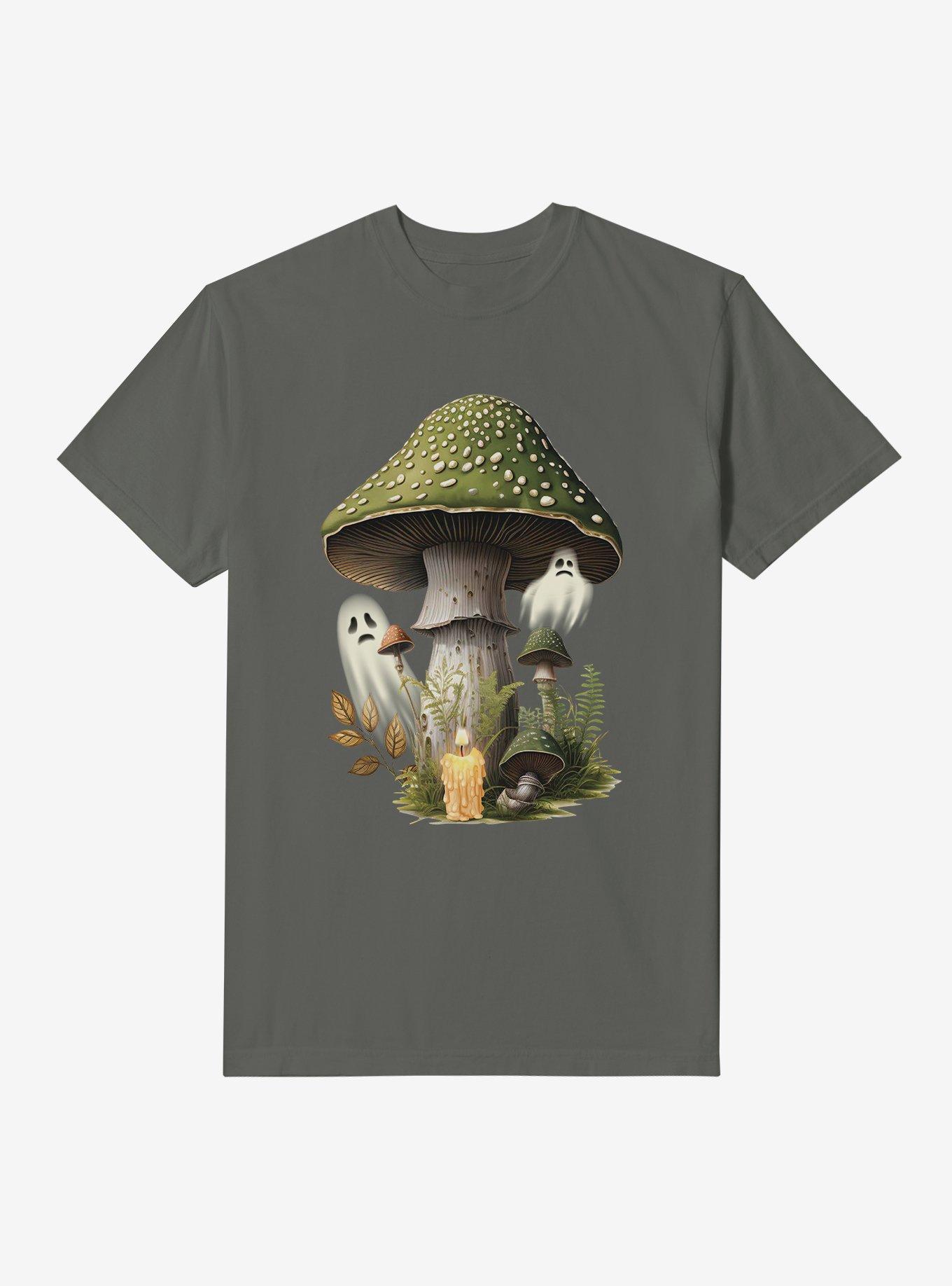 Ghostly Mushrooms Garment Dye T-Shirt, PEPPER, hi-res