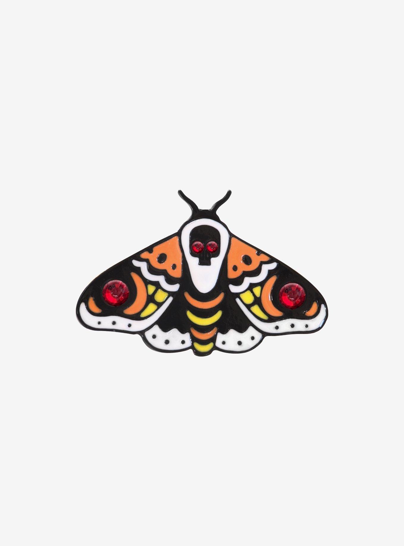 Death Moth Gem Enamel Pin, , hi-res