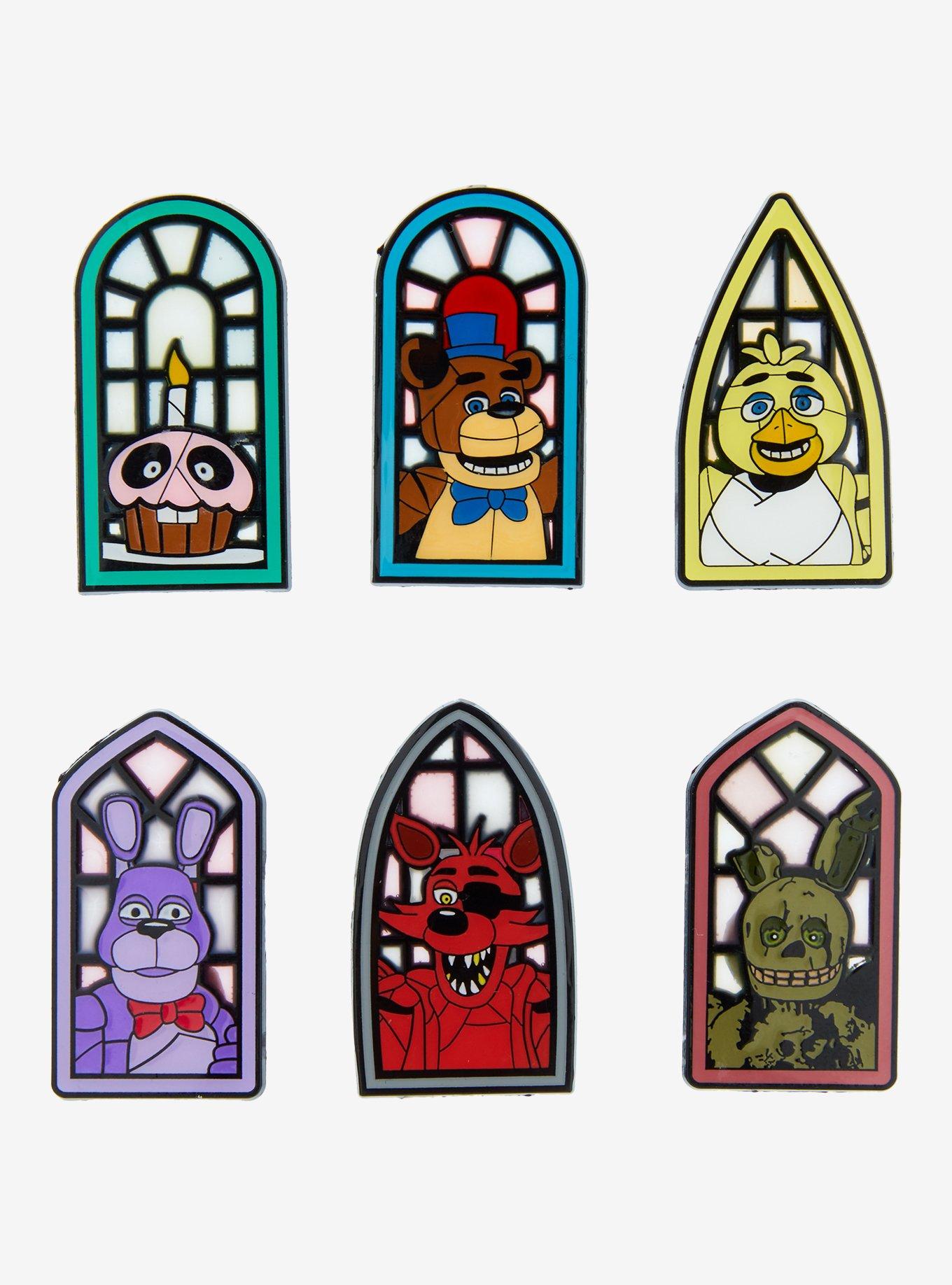 Five Nights At Freddy's Stained Glass Portrait Blind Box Enamel Pin, , hi-res