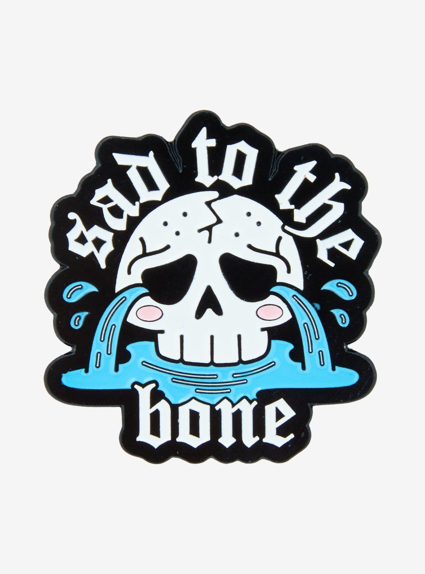 Crying Skull Sad To The Bone Enamel Pin, , hi-res