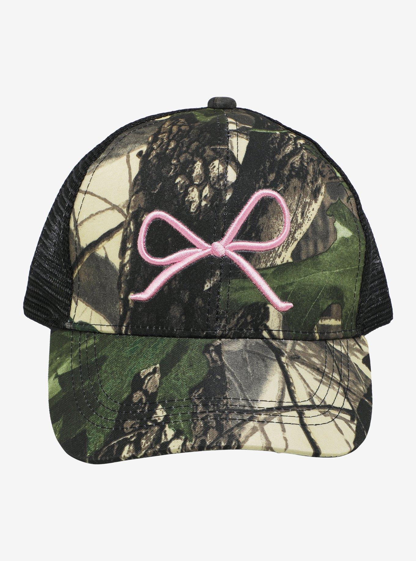 Pink Bow Camo Trucker Hat, , hi-res