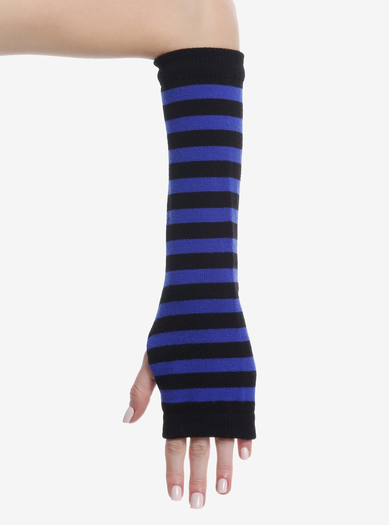 Blue & Black Stripe Arm Warmers, , hi-res