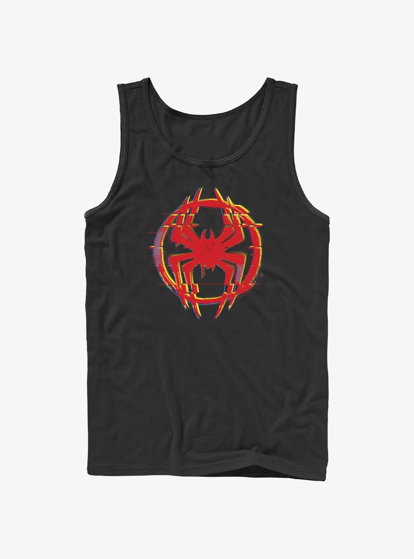 Marvel Across The Spiderverse Glitchy Spider Symbol Tank, BLACK, hi-res
