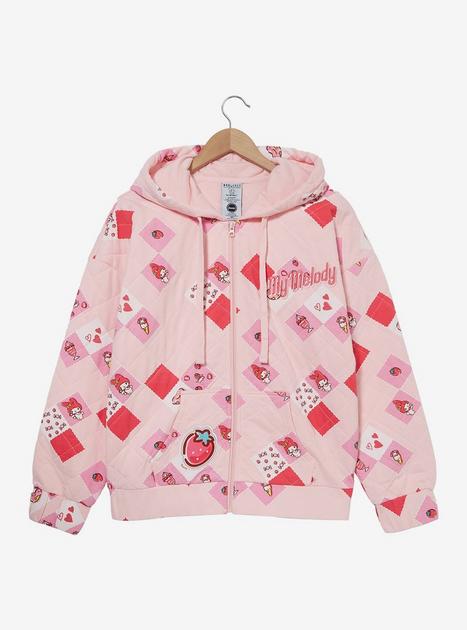 Sanrio My Melody Quilted Pink Women's Zip Hoodie | BoxLunch