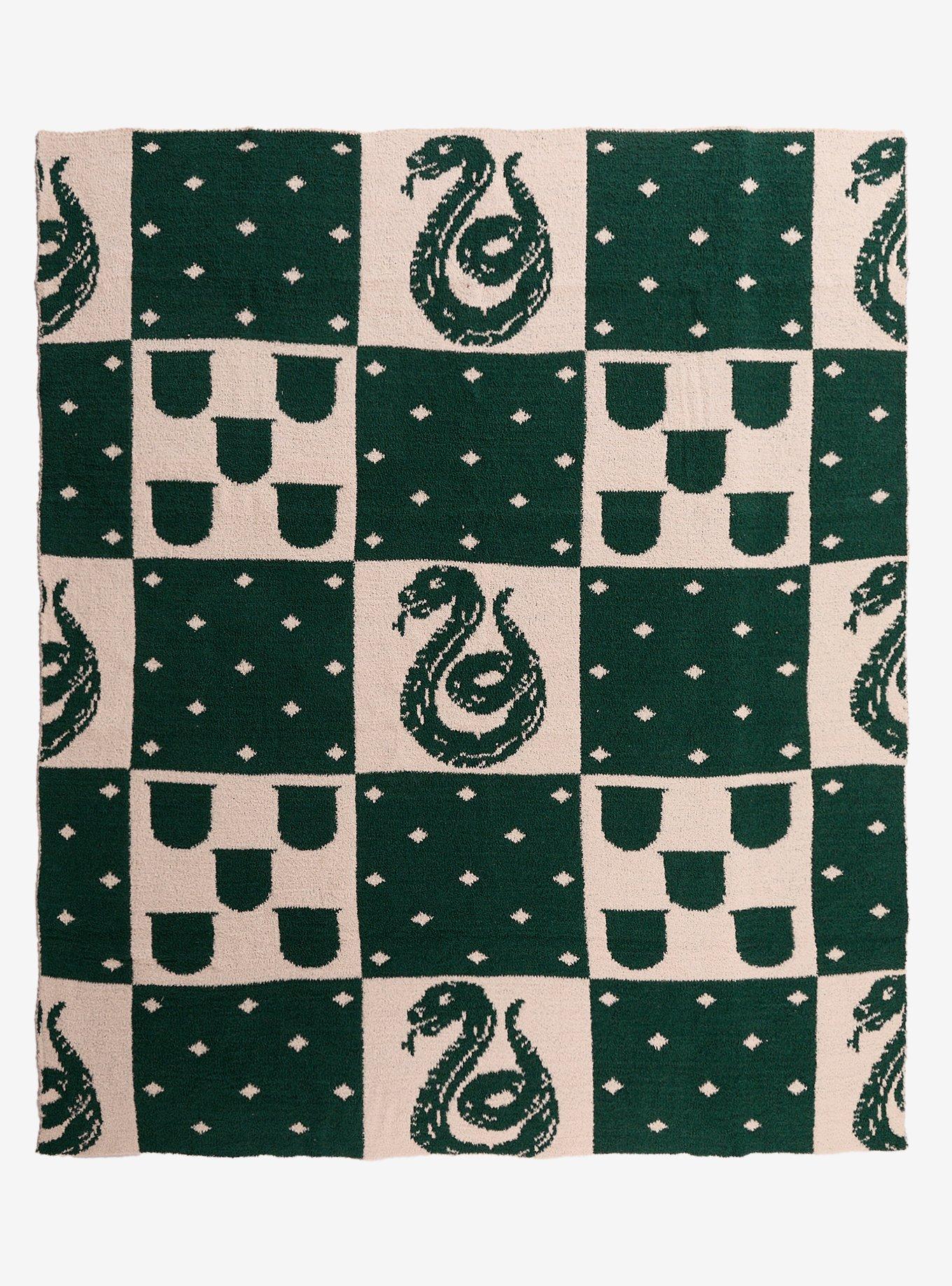 Harry Potter Slytherin Checkered Feather Knit Throw — BoxLunch Exclusive, , hi-res