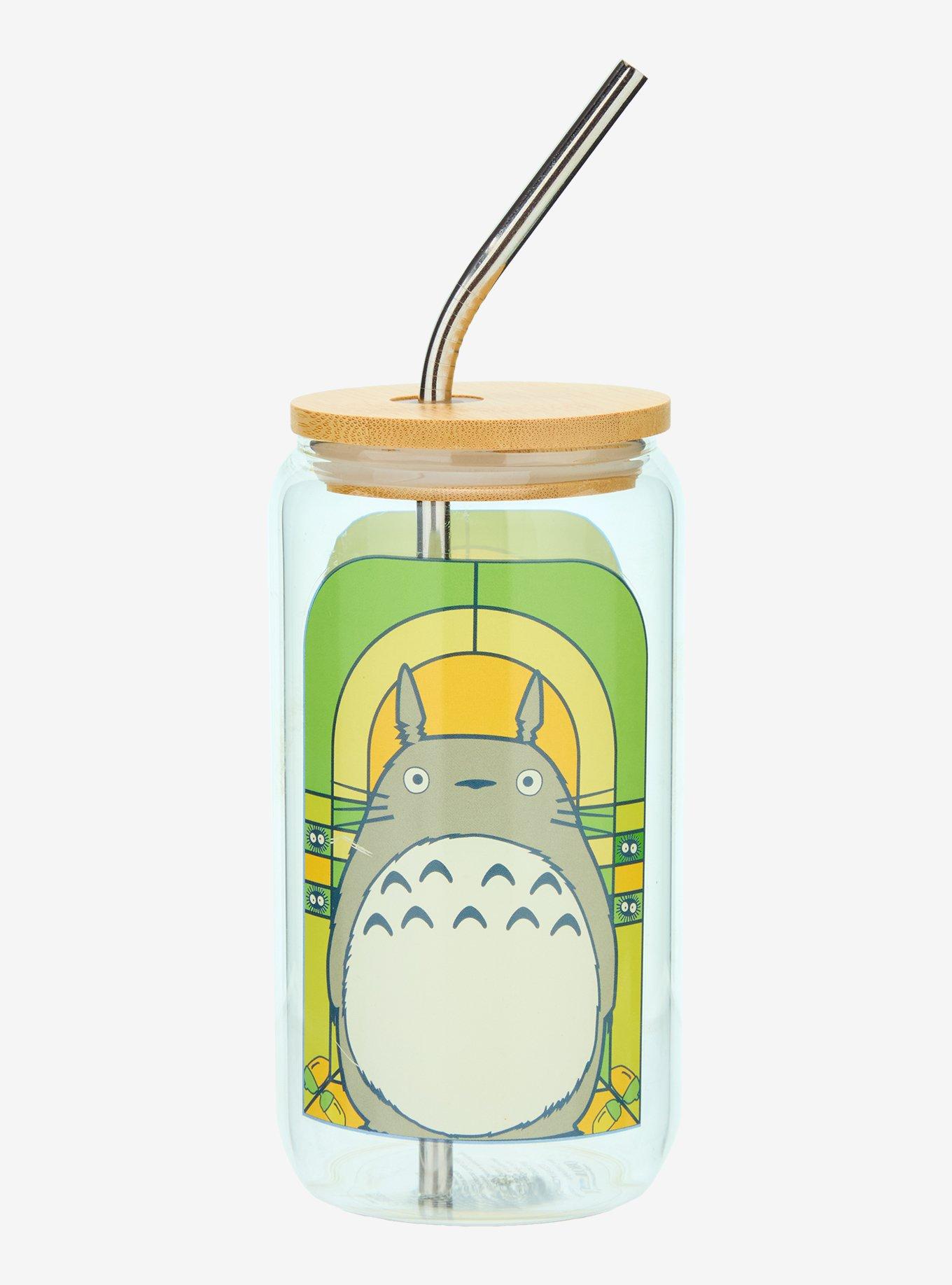 Studio Ghibli® My Neighbor Totoro Stained Glass Totoro Portrait Glass Tumbler with Straw - BoxLunch Exclusive, , hi-res