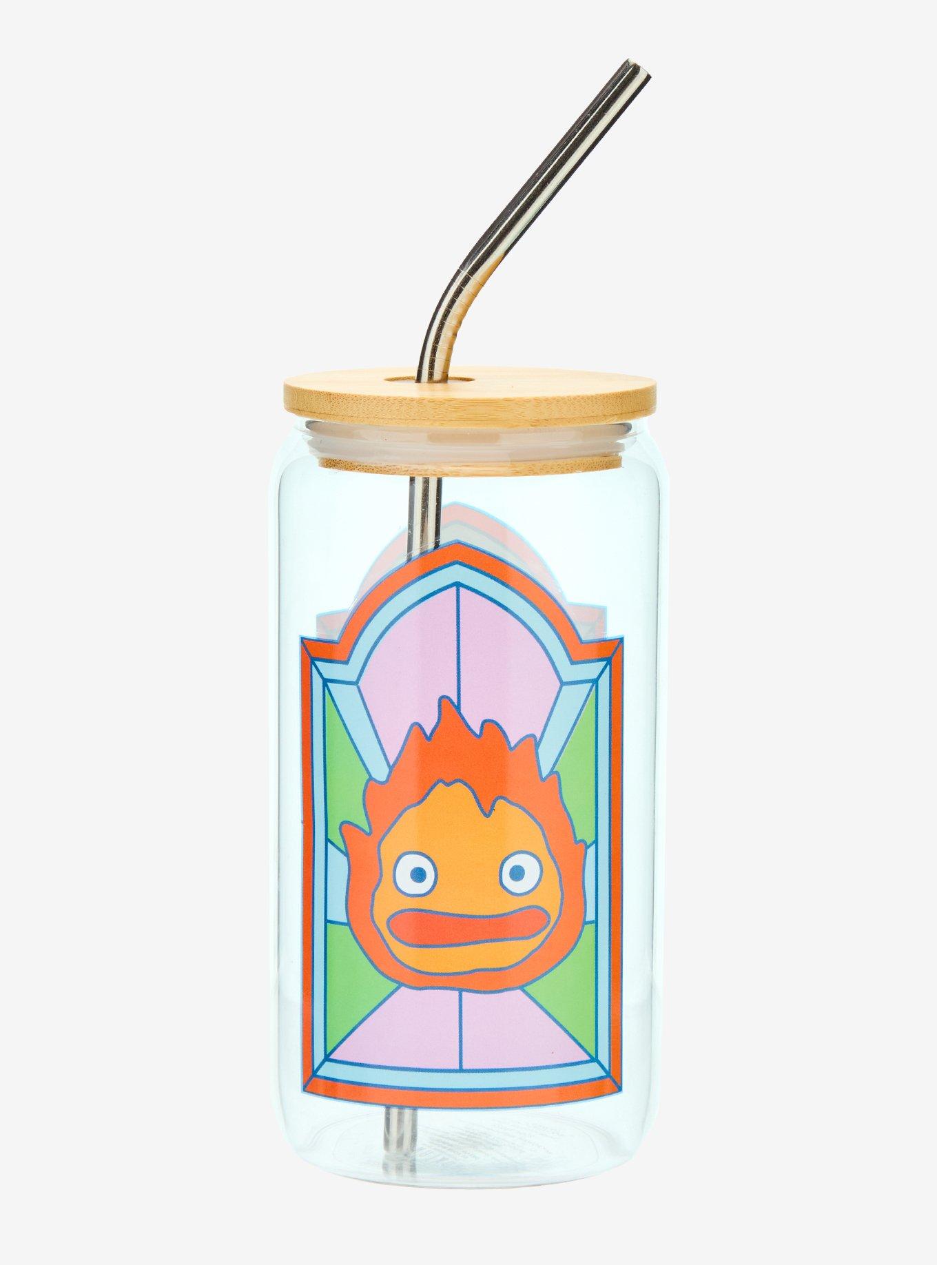 Studio Ghibli® Howl's Moving Castle Calcifer Stained Glass Portrait Glass Tumbler with Straw - BoxLunch Exclusive, , hi-res
