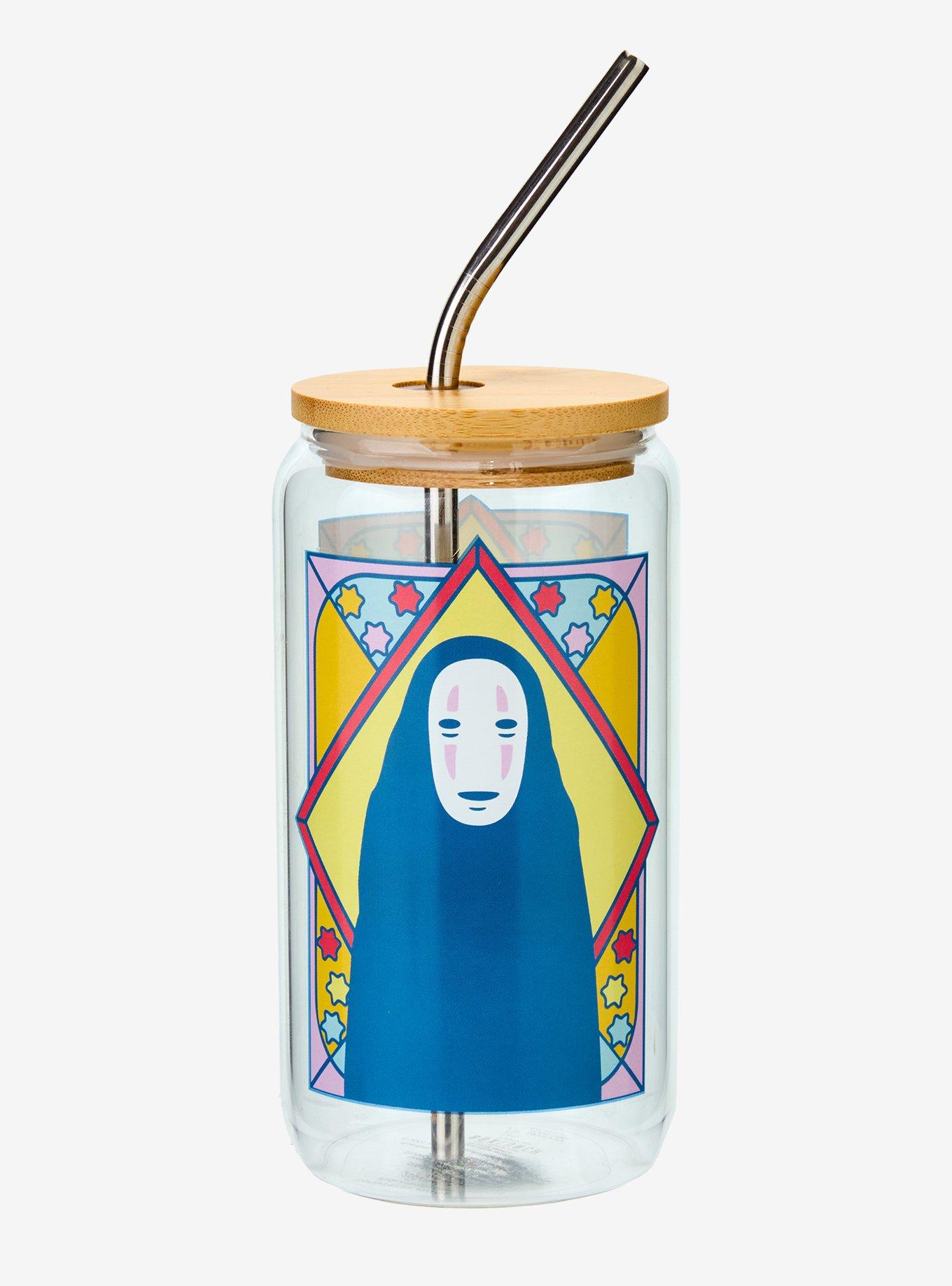 Studio Ghibli® Spirited Away No Face Stained Glass Portrait Glass Tumbler with Straw - BoxLunch Exclusive, , hi-res