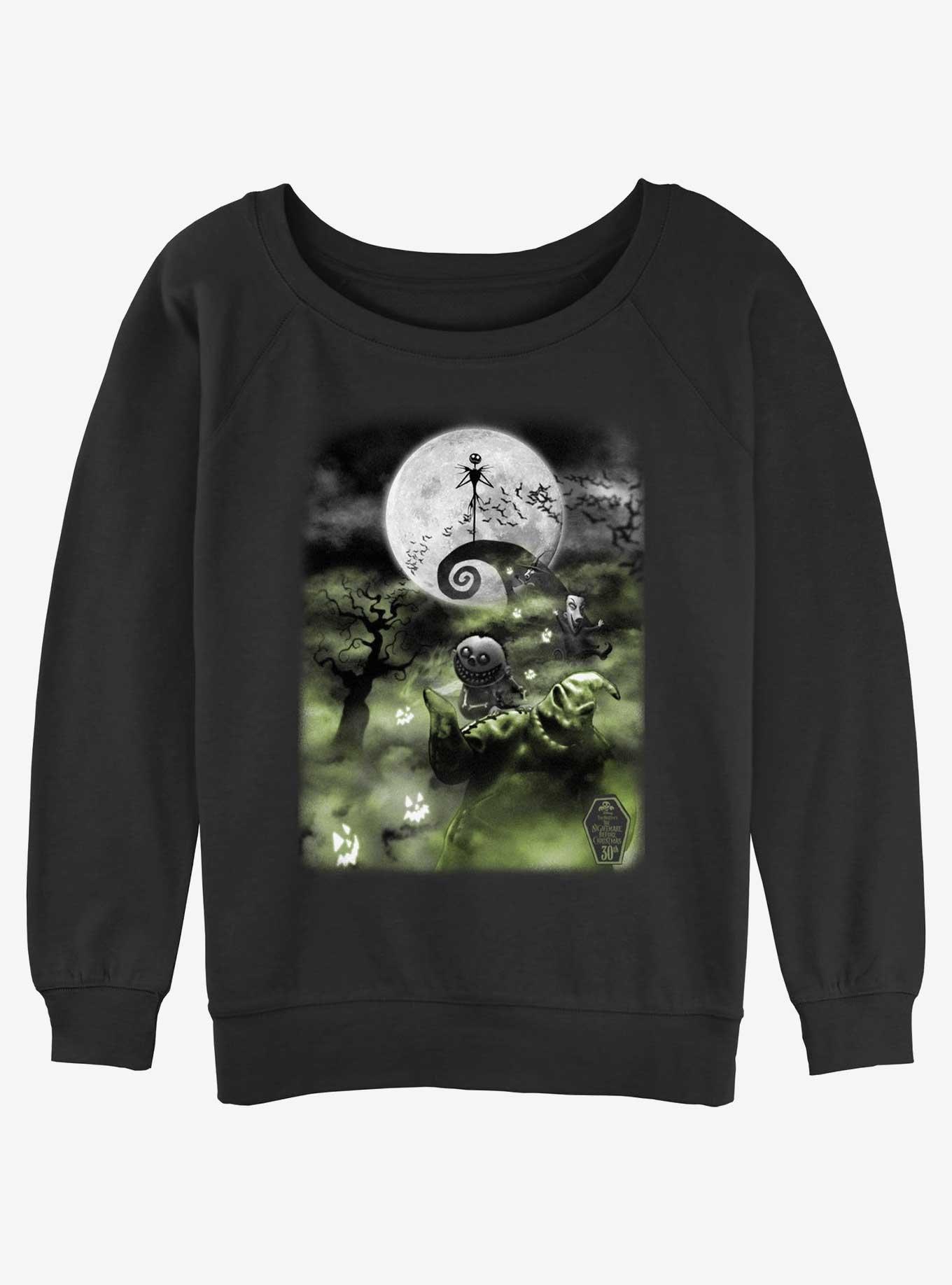 Disney The Nightmare Before Christmas Scary Night Womens Slouchy Sweatshirt, BLACK, hi-res