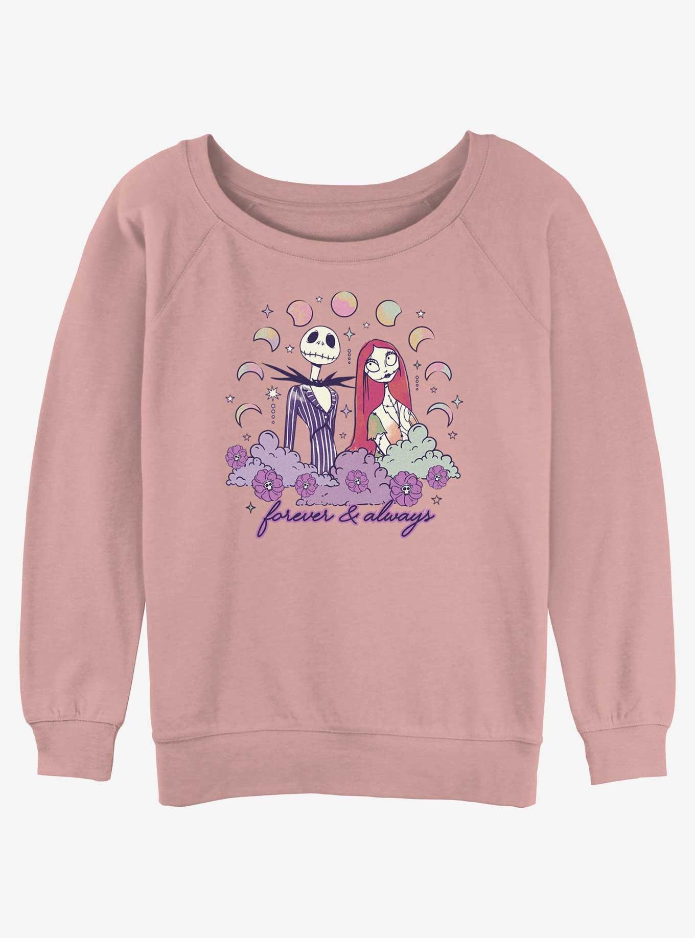 Disney The Nightmare Before Christmas Forever & Always Womens Slouchy Sweatshirt, DESERTPNK, hi-res