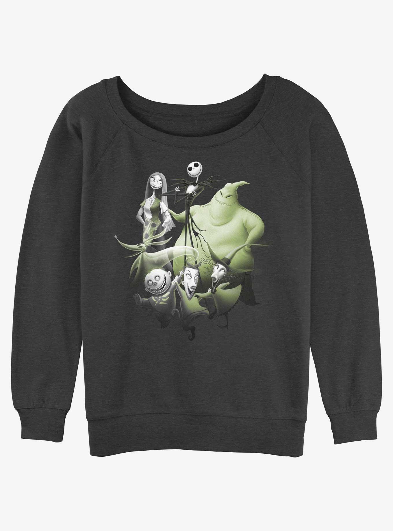 Disney The Nightmare Before Christmas Groupshot Womens Slouchy Sweatshirt, CHAR HTR, hi-res