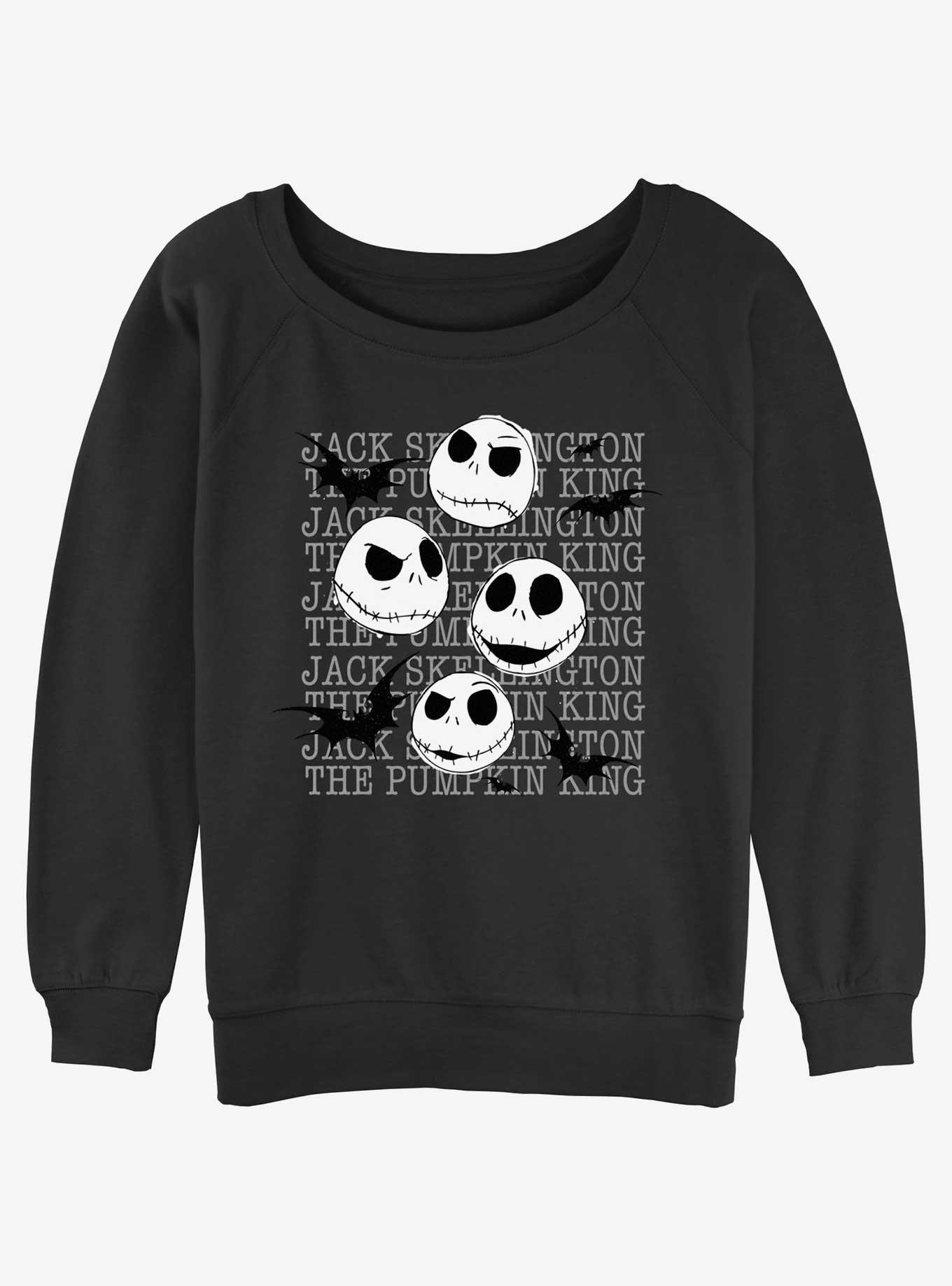 Disney The Nightmare Before Christmas Jack Heads Splatter Womens Slouchy Sweatshirt, BLACK, hi-res