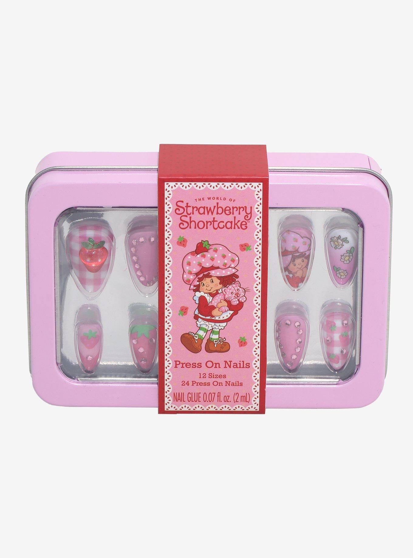 Strawberry Shortcake Gingham Rhinestone Press-On Nails