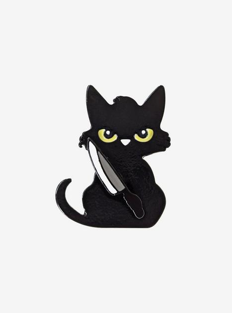 Black Cat With Knife Enamel Pin | Hot Topic