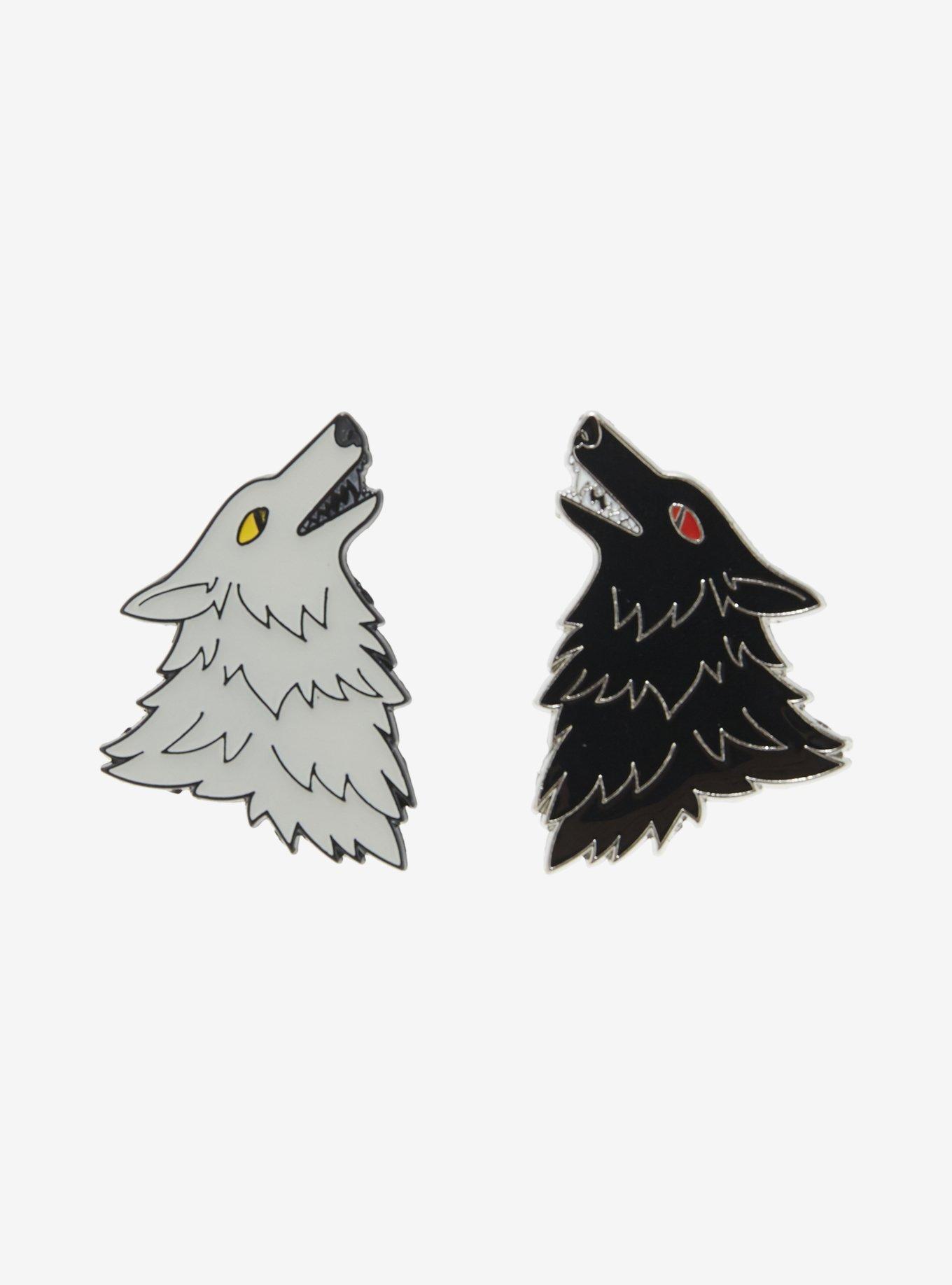 Black & White Wolf Enamel Pin Set, , hi-res