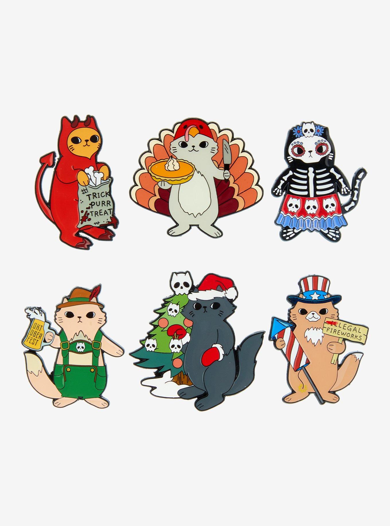 Horror Cats Holidays Blind Bag Enamel Pin, , hi-res