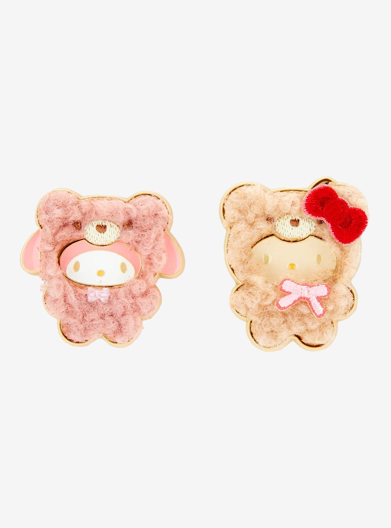 Hello Kitty And Friends Hello Kitty & My Melody Latte Bear Fuzzy Enamel Pin Set, , hi-res