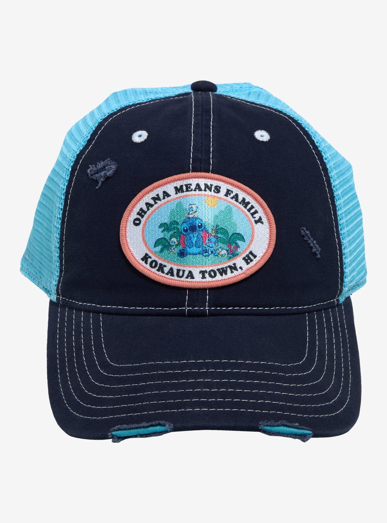 Disney Stitch Ohana Distressed Trucker Hat, , hi-res